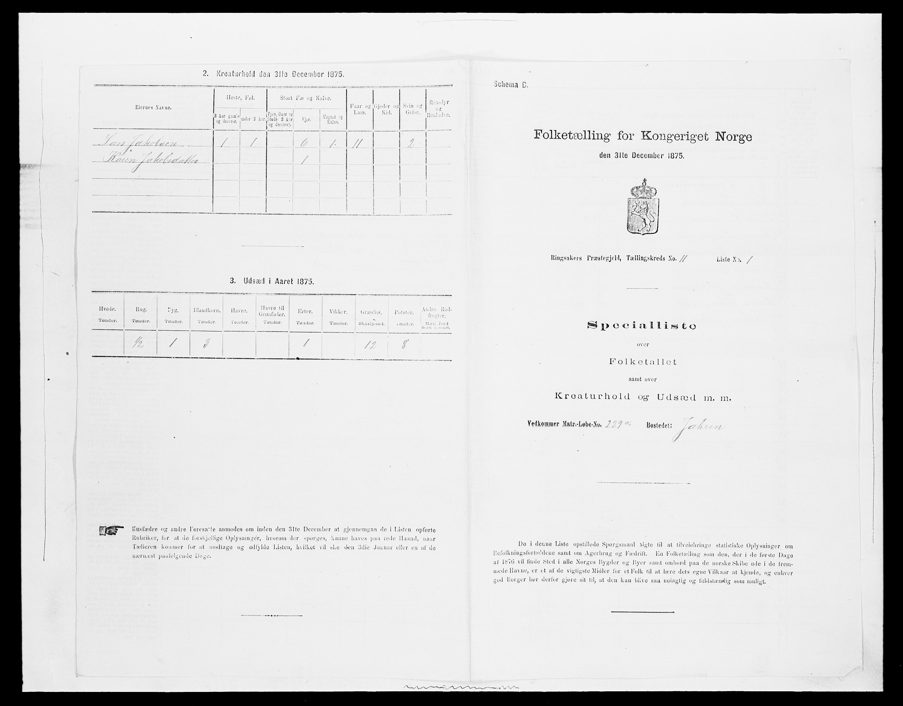 SAH, 1875 census for 0412P Ringsaker, 1875, p. 2368