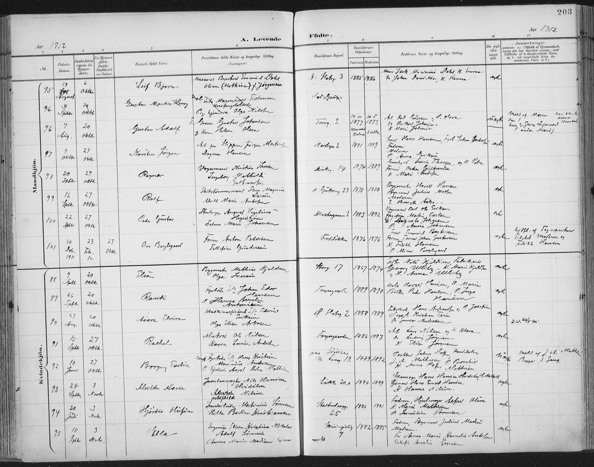 Tønsberg kirkebøker, SAKO/A-330/F/Fa/L0014: Parish register (official) no. I 14, 1900-1913, p. 203