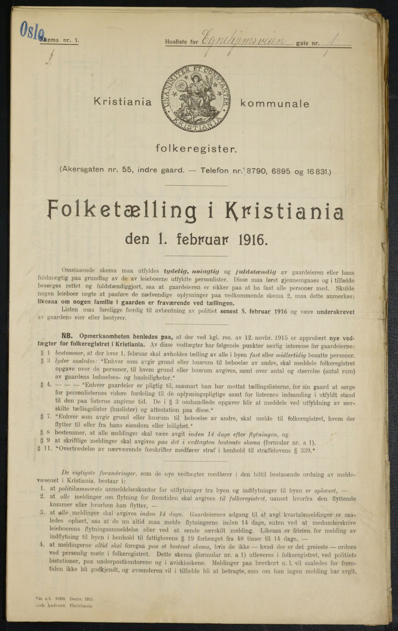 OBA, Municipal Census 1916 for Kristiania, 1916, p. 18967