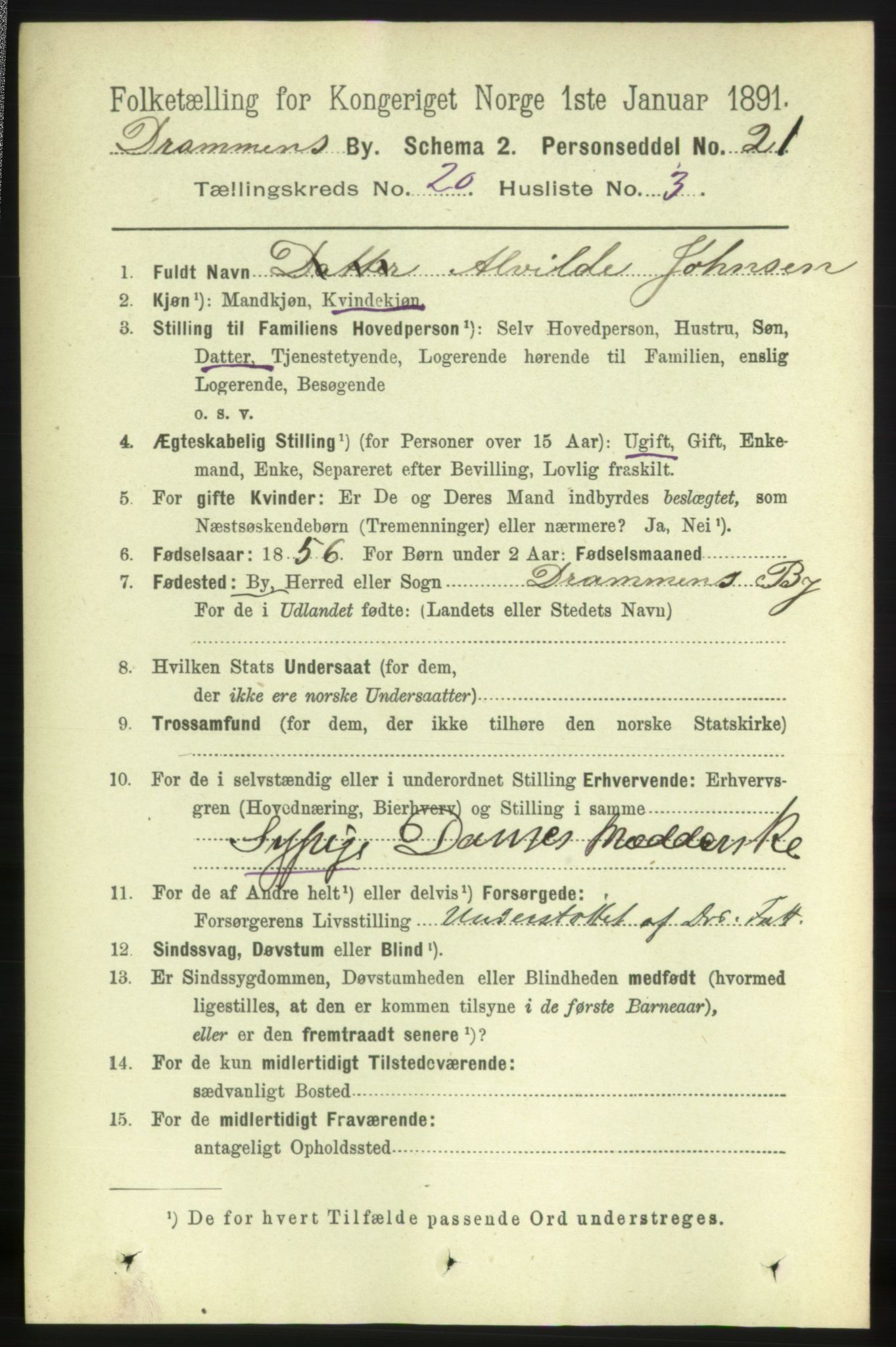 RA, 1891 census for 0602 Drammen, 1891, p. 12547