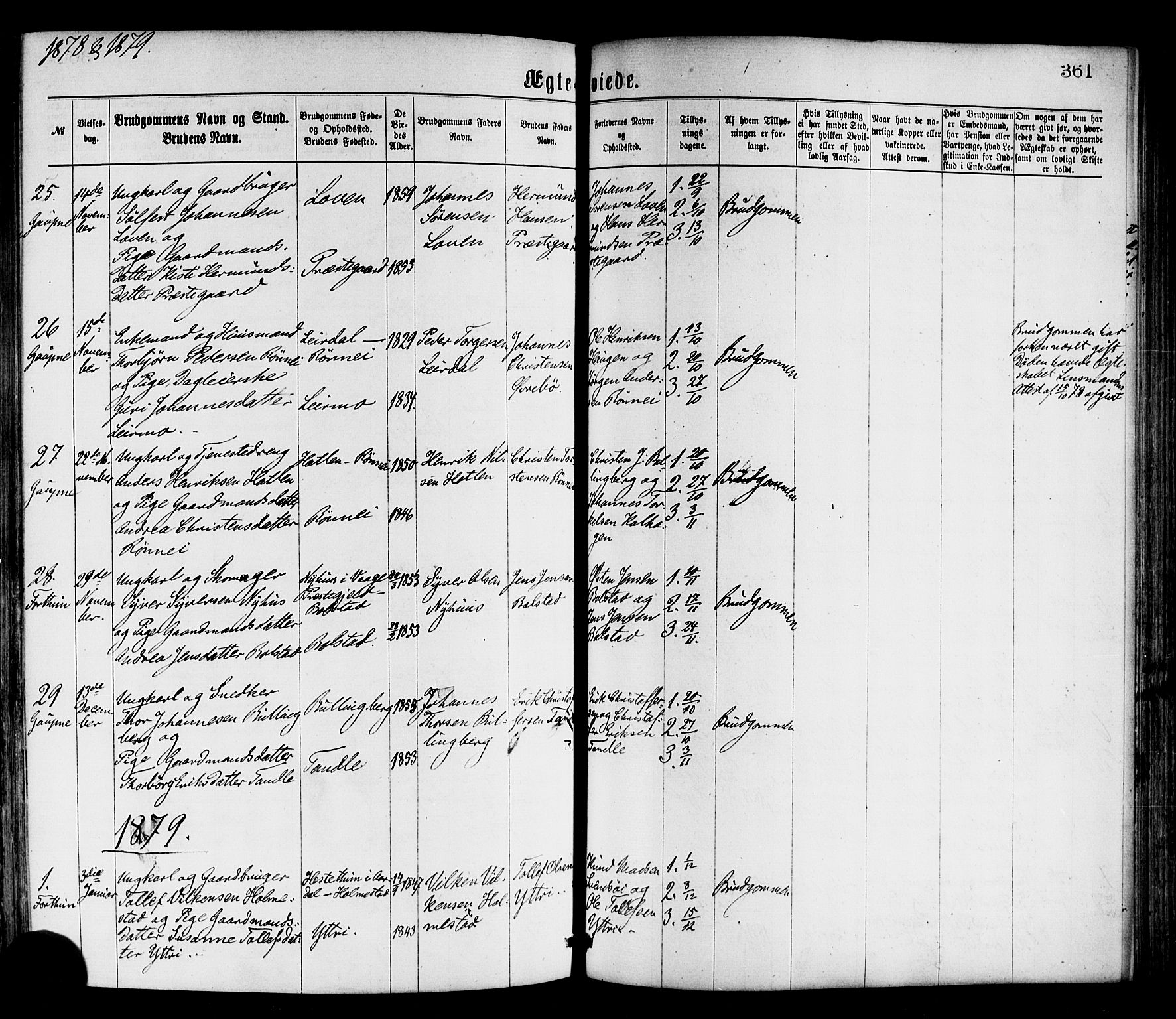 Luster sokneprestembete, SAB/A-81101/H/Haa/Haaa/L0010: Parish register (official) no. A 10, 1871-1886, p. 361