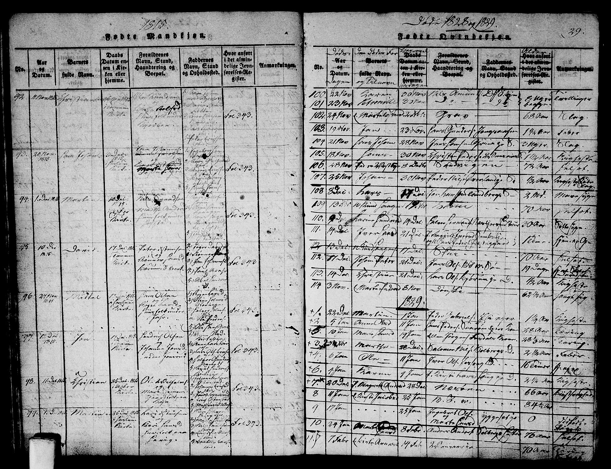 Asker prestekontor Kirkebøker, SAO/A-10256a/G/Ga/L0001: Parish register (copy) no. I 1, 1814-1830, p. 29