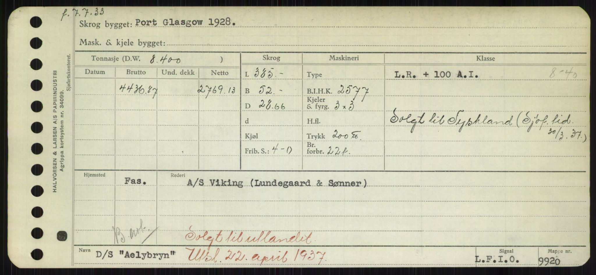 Sjøfartsdirektoratet med forløpere, Skipsmålingen, RA/S-1627/H/Hd/L0001: Fartøy, A-Anv, p. 105