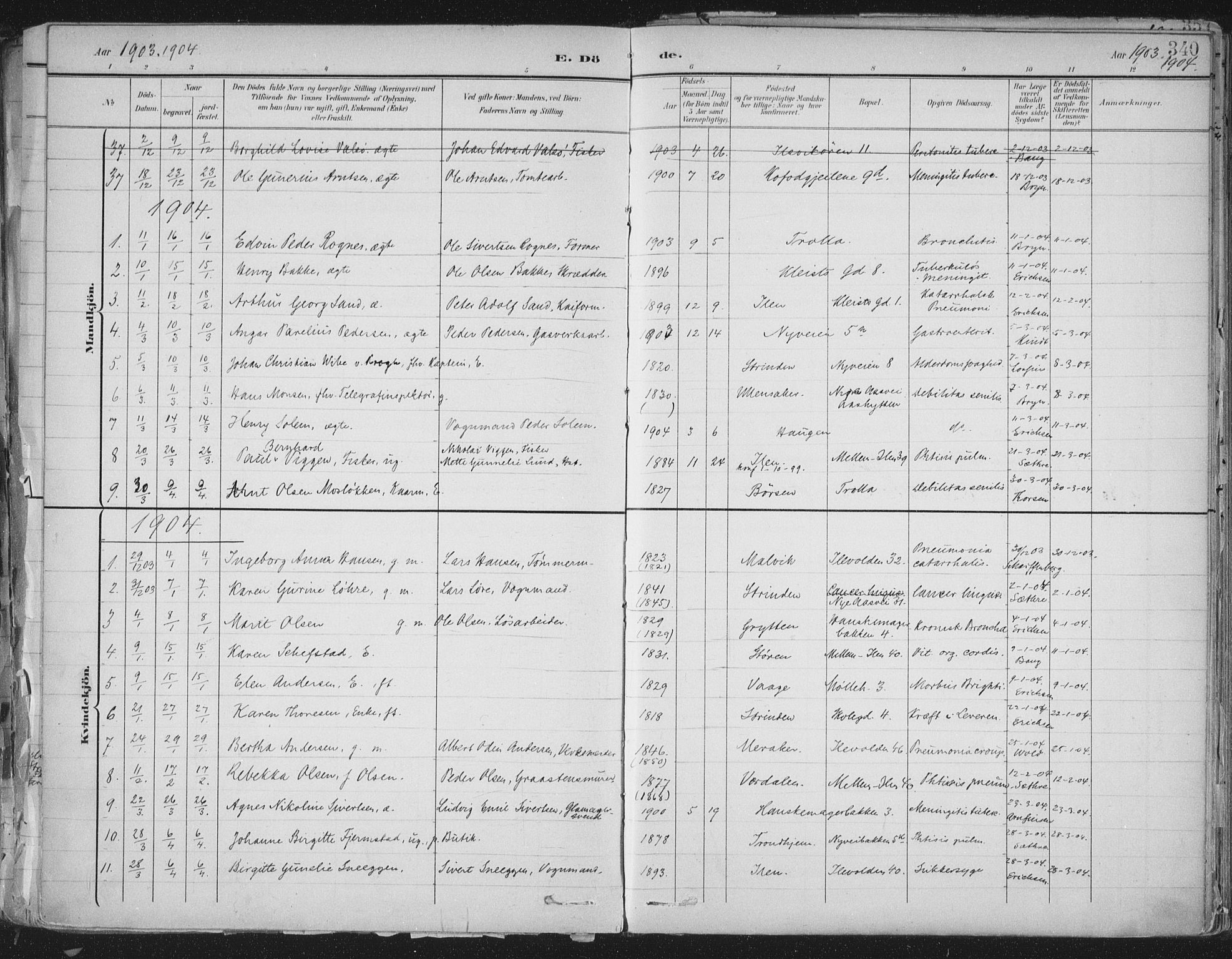 Ministerialprotokoller, klokkerbøker og fødselsregistre - Sør-Trøndelag, SAT/A-1456/603/L0167: Parish register (official) no. 603A06, 1896-1932, p. 340