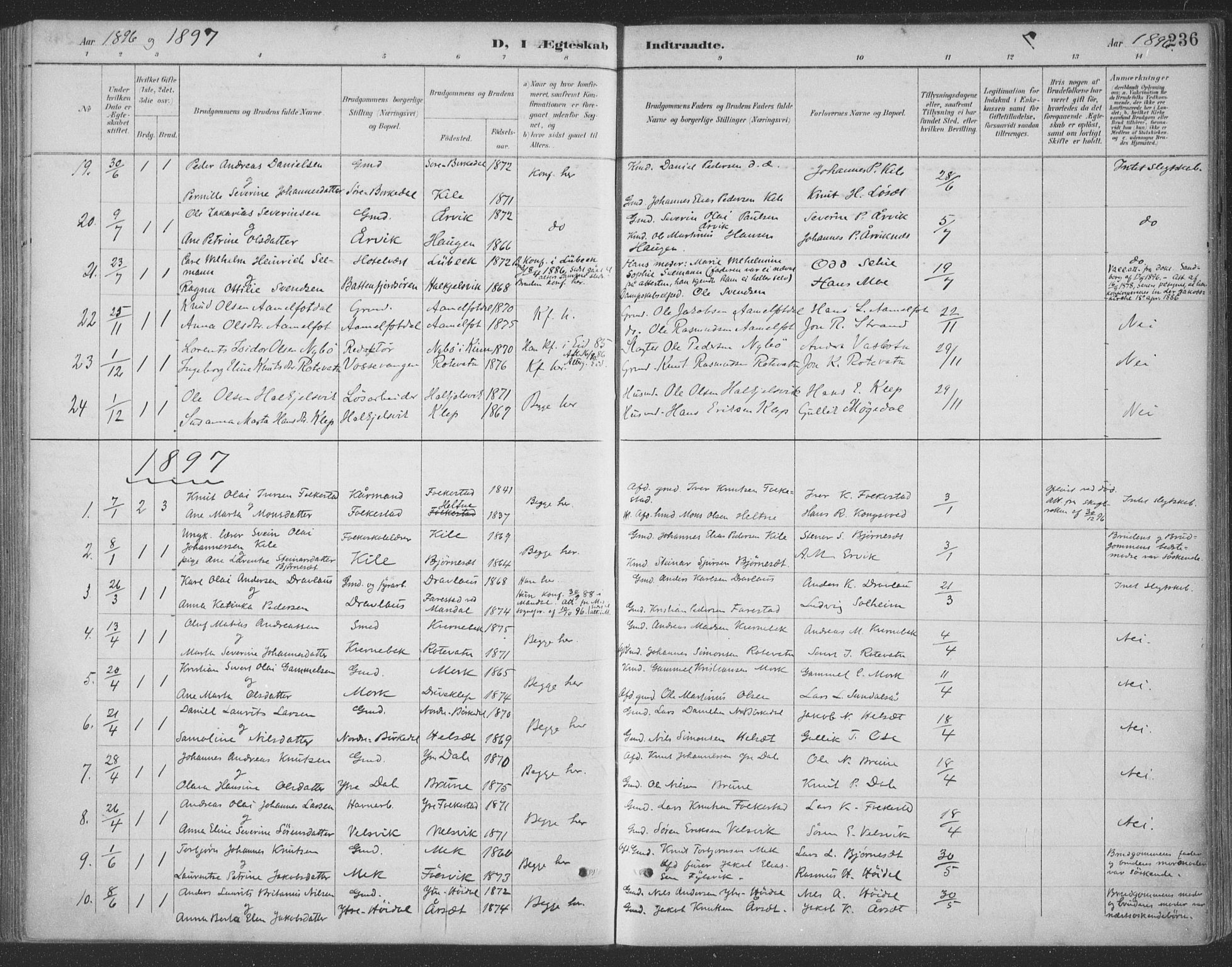 Ministerialprotokoller, klokkerbøker og fødselsregistre - Møre og Romsdal, AV/SAT-A-1454/511/L0142: Parish register (official) no. 511A09, 1891-1905, p. 236