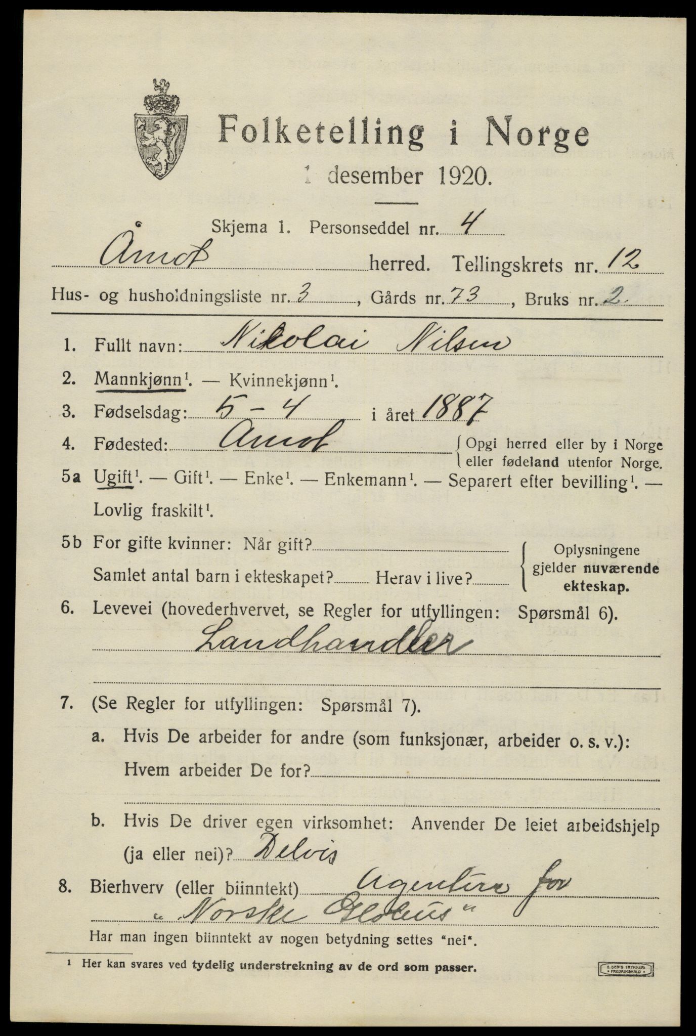 SAH, 1920 census for Åmot, 1920, p. 9631