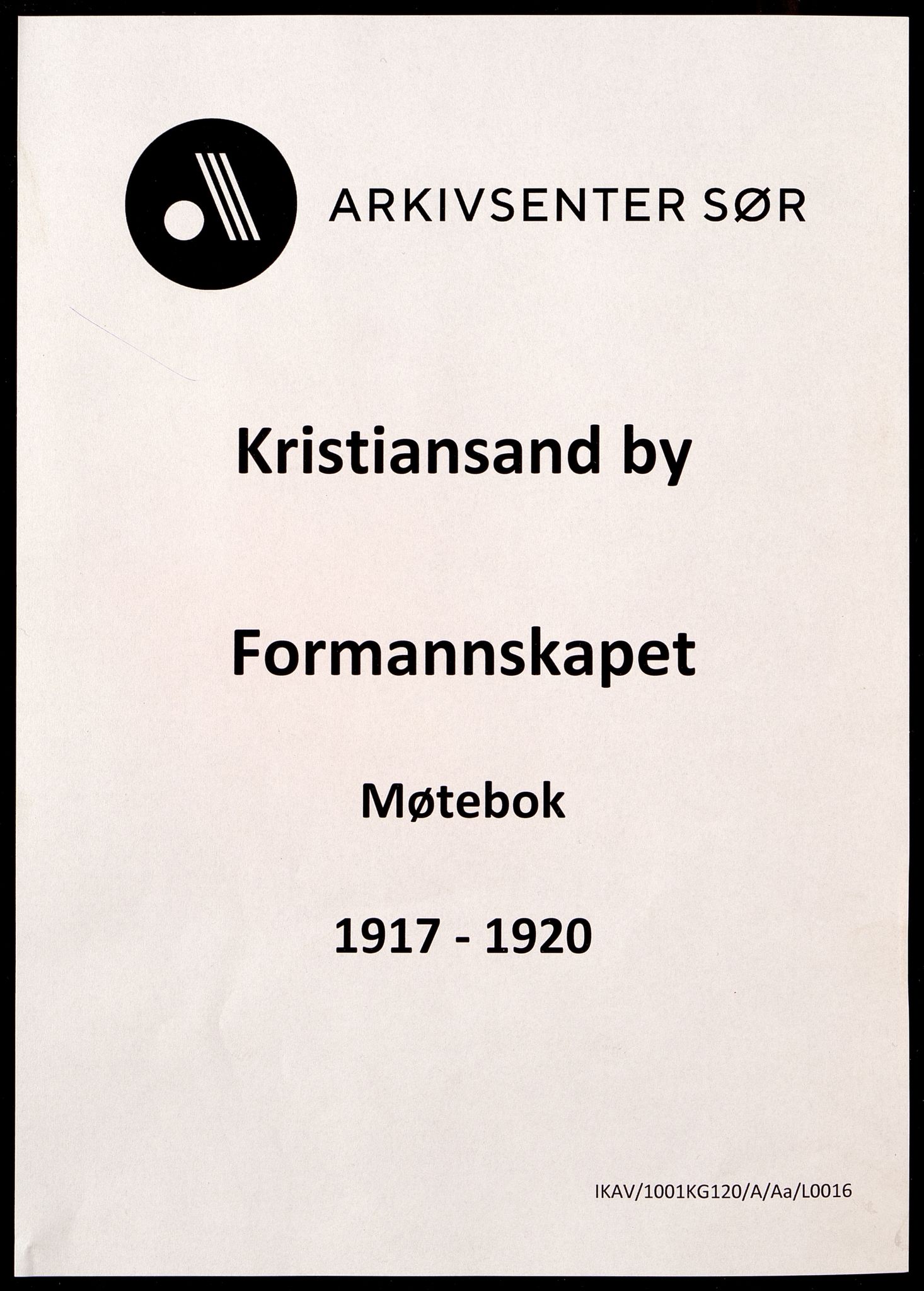 Kristiansand By - Formannskapet, ARKSOR/1001KG120/A/Aa/L0016: Møtebok (d), 1917-1920