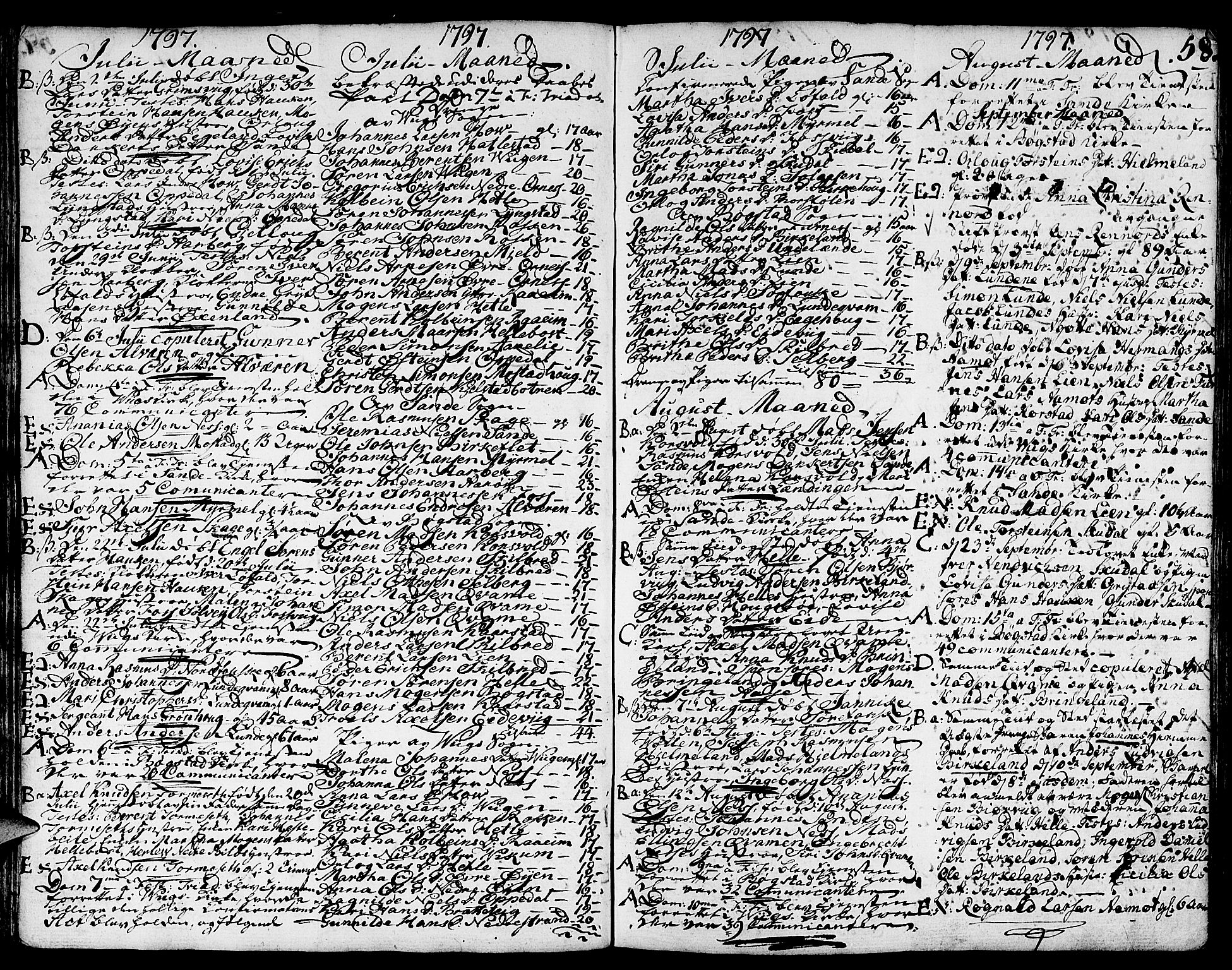 Gaular sokneprestembete, AV/SAB-A-80001/H/Haa: Parish register (official) no. A 2, 1785-1821, p. 58