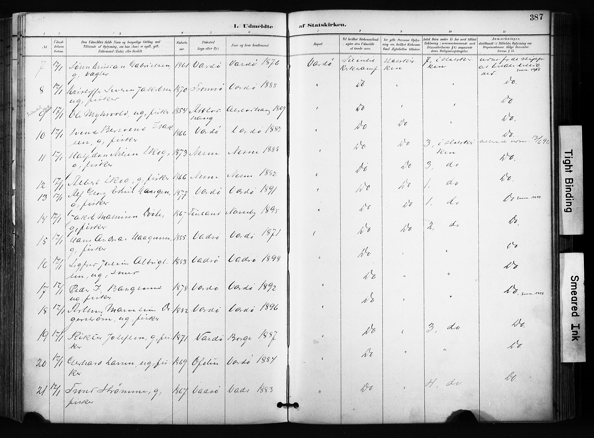 Vardø sokneprestkontor, SATØ/S-1332/H/Ha/L0010kirke: Parish register (official) no. 10, 1895-1907, p. 387