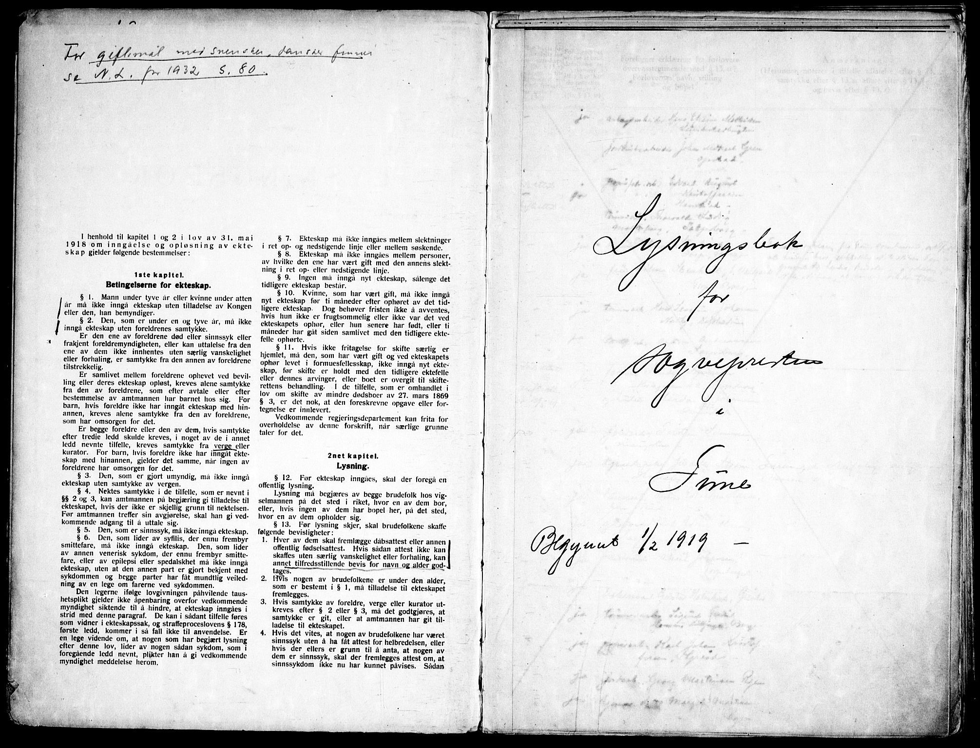 Tune prestekontor Kirkebøker, AV/SAO-A-2007/H/Ha/L0001: Banns register no. I 1, 1919-1946