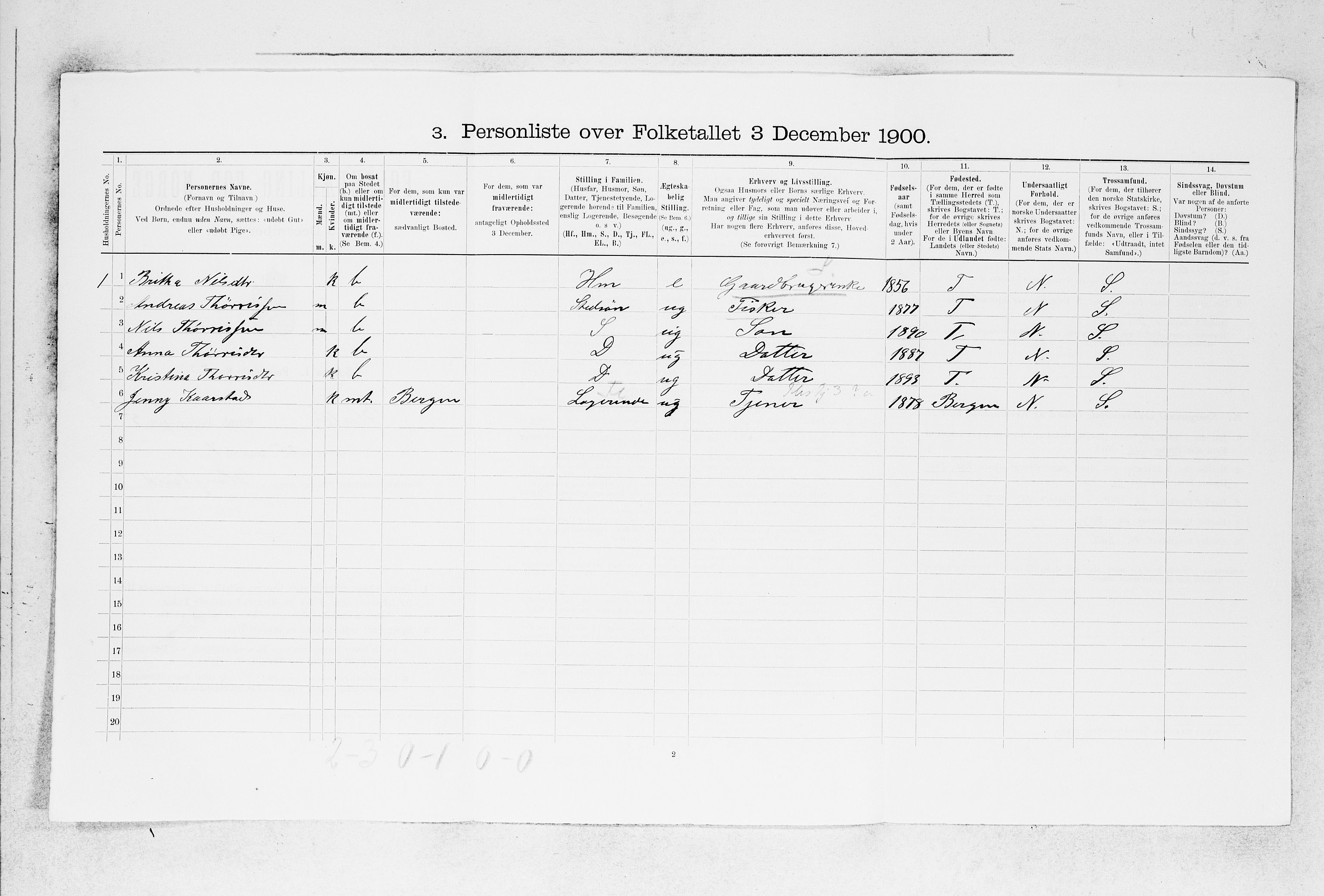 SAB, 1900 census for Herdla, 1900, p. 549