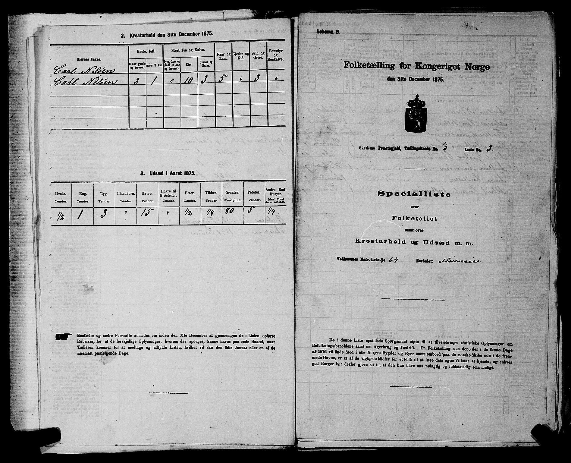 RA, 1875 census for 0231P Skedsmo, 1875, p. 364