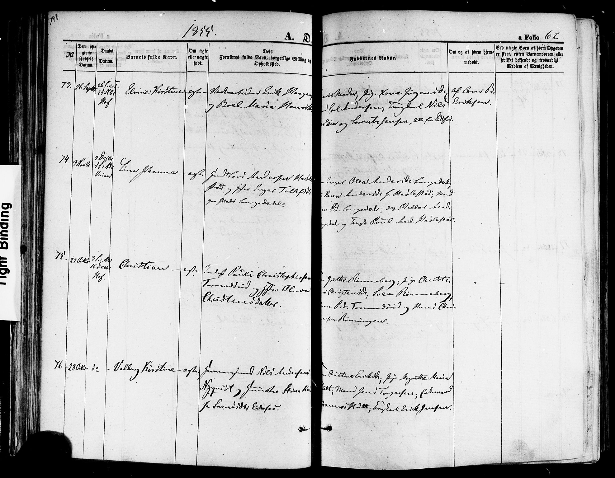 Hof kirkebøker, SAKO/A-64/F/Fa/L0006: Parish register (official) no. I 6, 1851-1877, p. 67