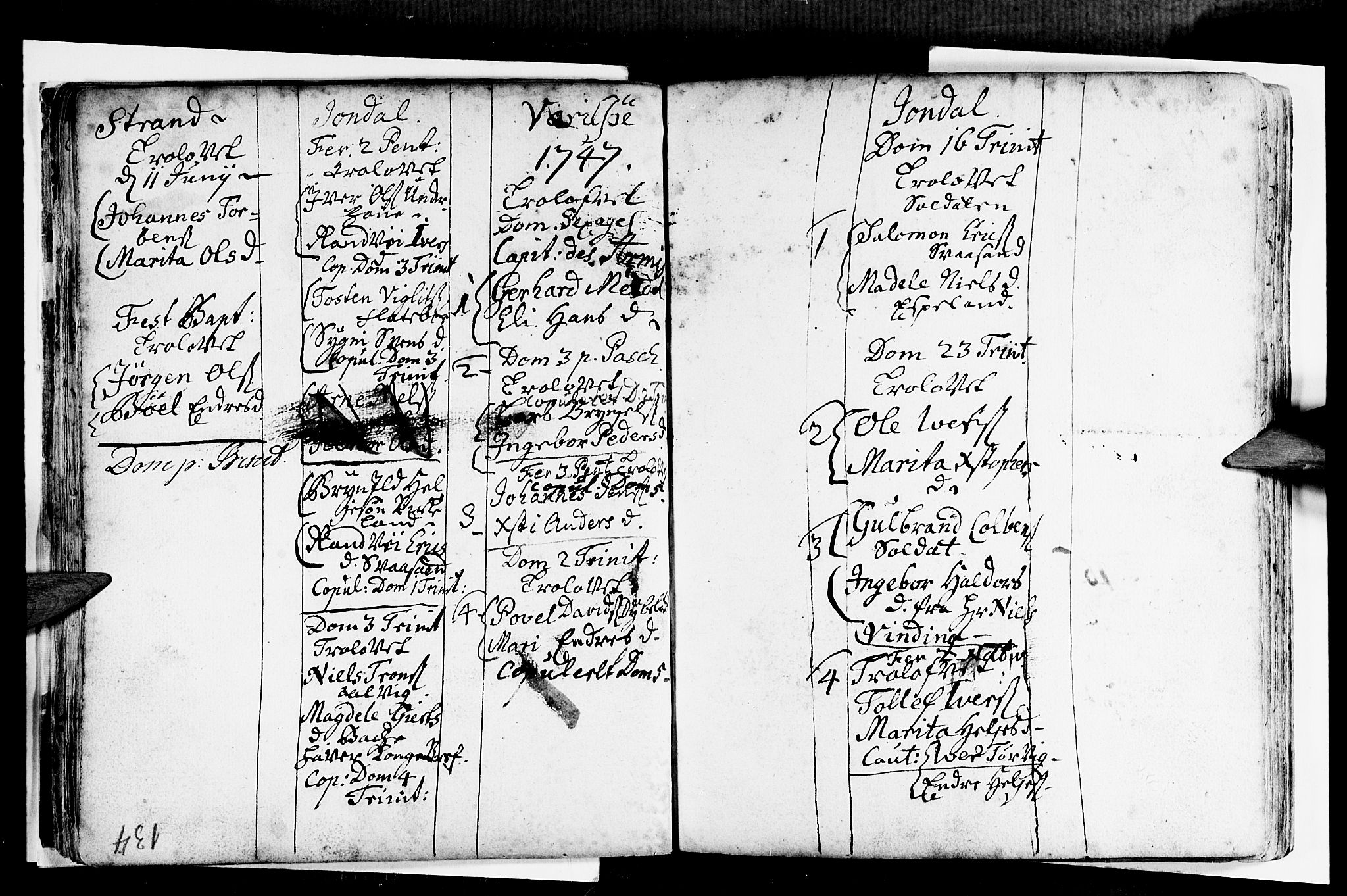 Strandebarm sokneprestembete, SAB/A-78401/H/Haa: Parish register (official) no. A 2 /1, 1727-1750, p. 134