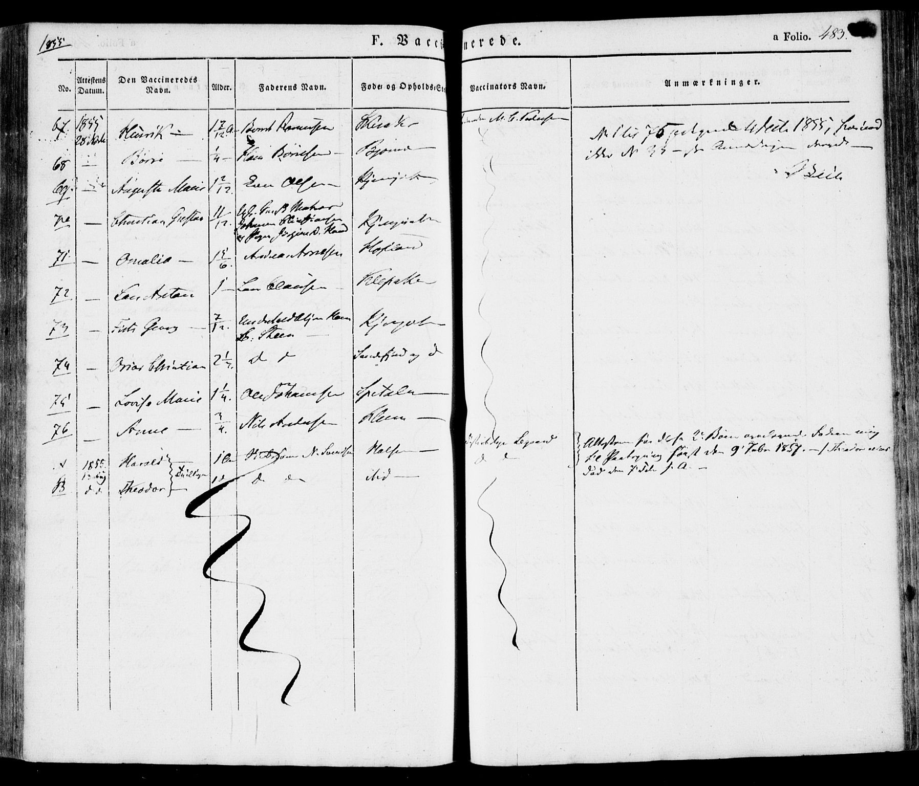 Tjølling kirkebøker, AV/SAKO-A-60/F/Fa/L0006: Parish register (official) no. 6, 1835-1859, p. 483