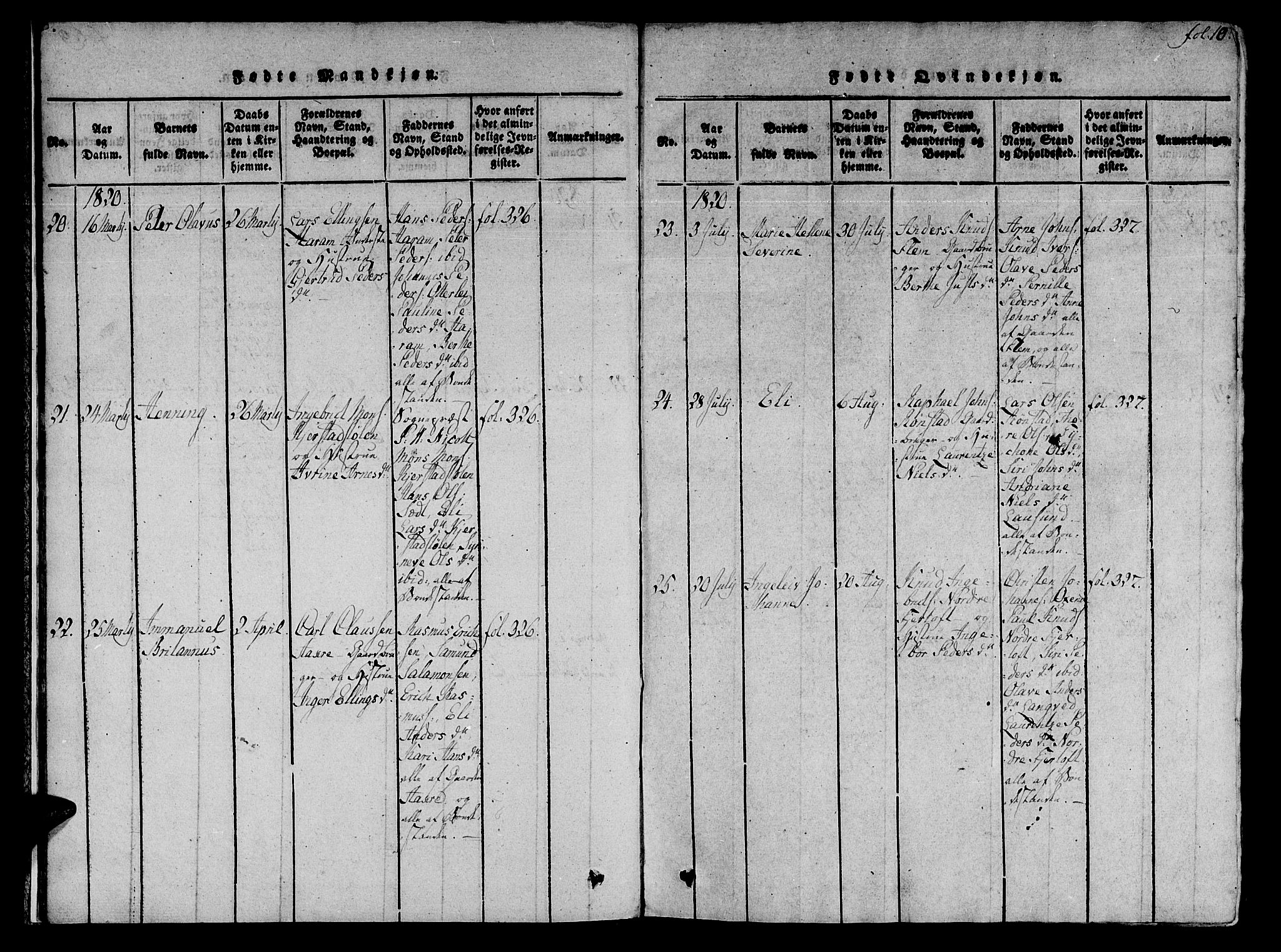 Ministerialprotokoller, klokkerbøker og fødselsregistre - Møre og Romsdal, SAT/A-1454/536/L0495: Parish register (official) no. 536A04, 1818-1847, p. 10