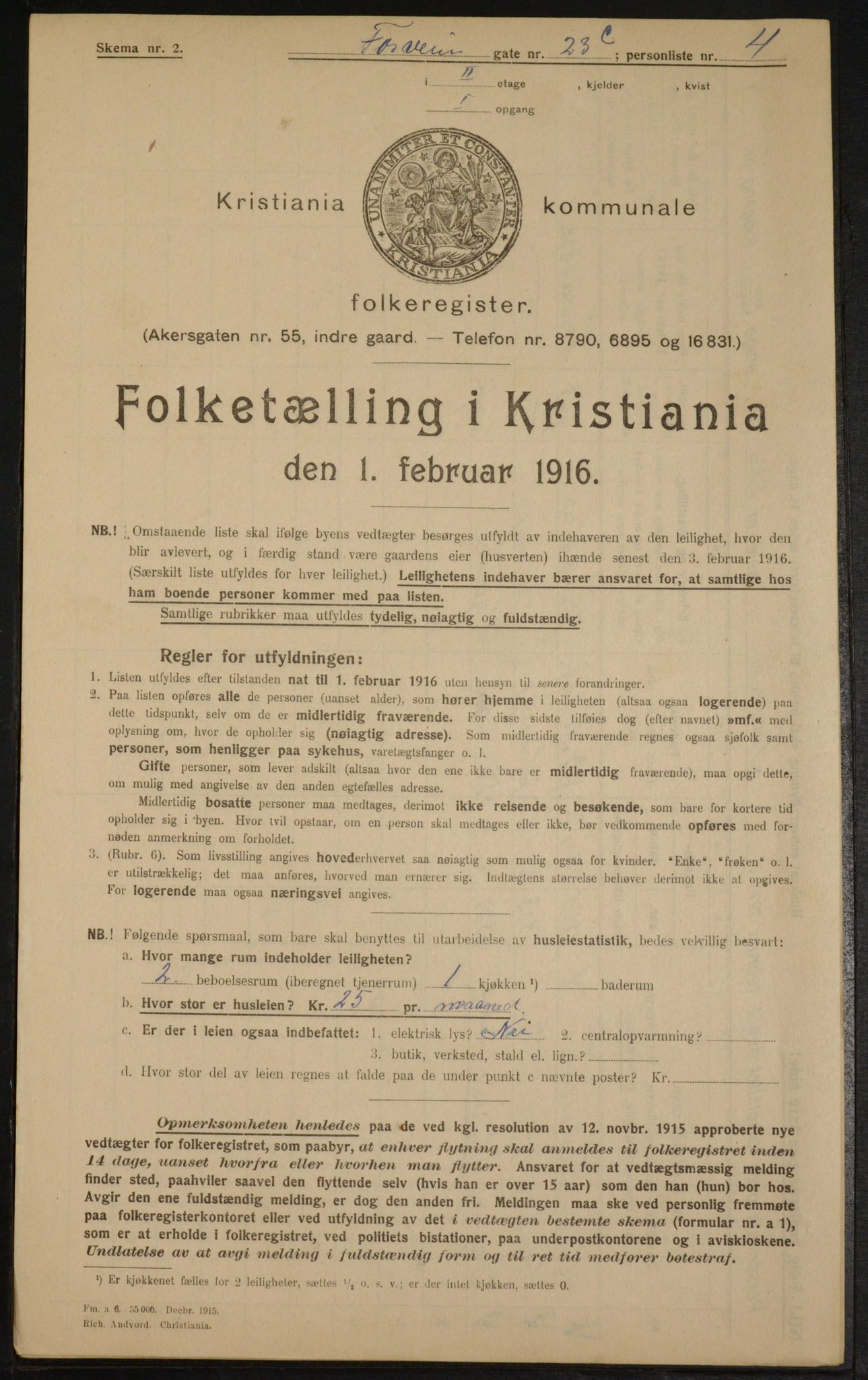 OBA, Municipal Census 1916 for Kristiania, 1916, p. 25679