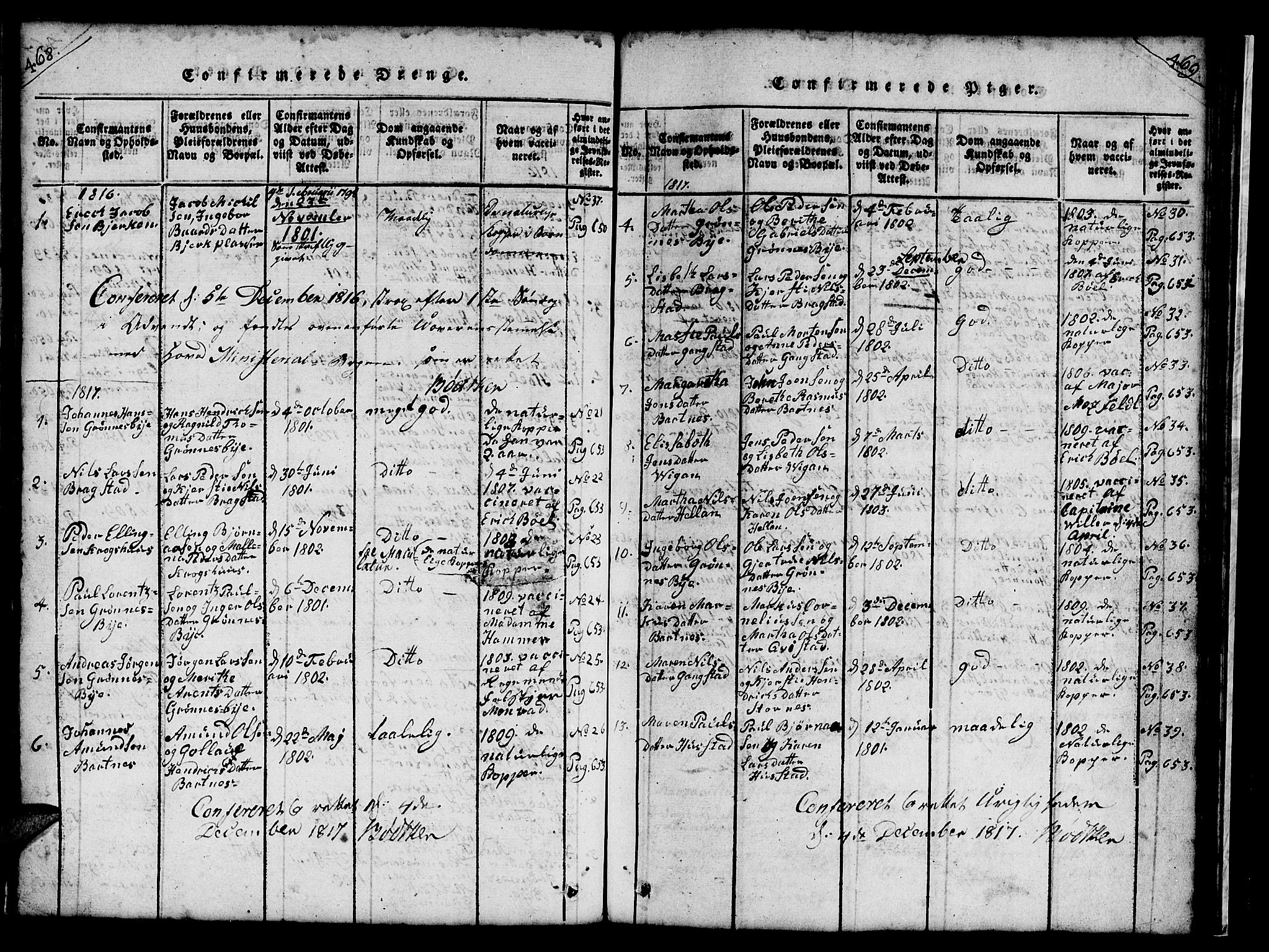Ministerialprotokoller, klokkerbøker og fødselsregistre - Nord-Trøndelag, SAT/A-1458/732/L0317: Parish register (copy) no. 732C01, 1816-1881, p. 468-469