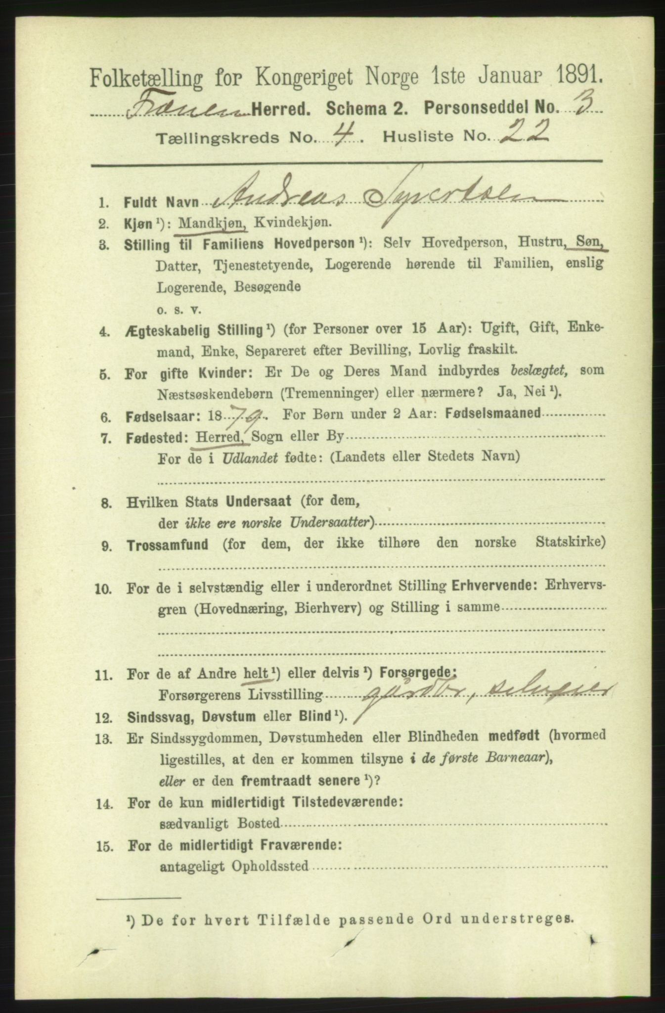 RA, 1891 census for 1548 Fræna, 1891, p. 1256