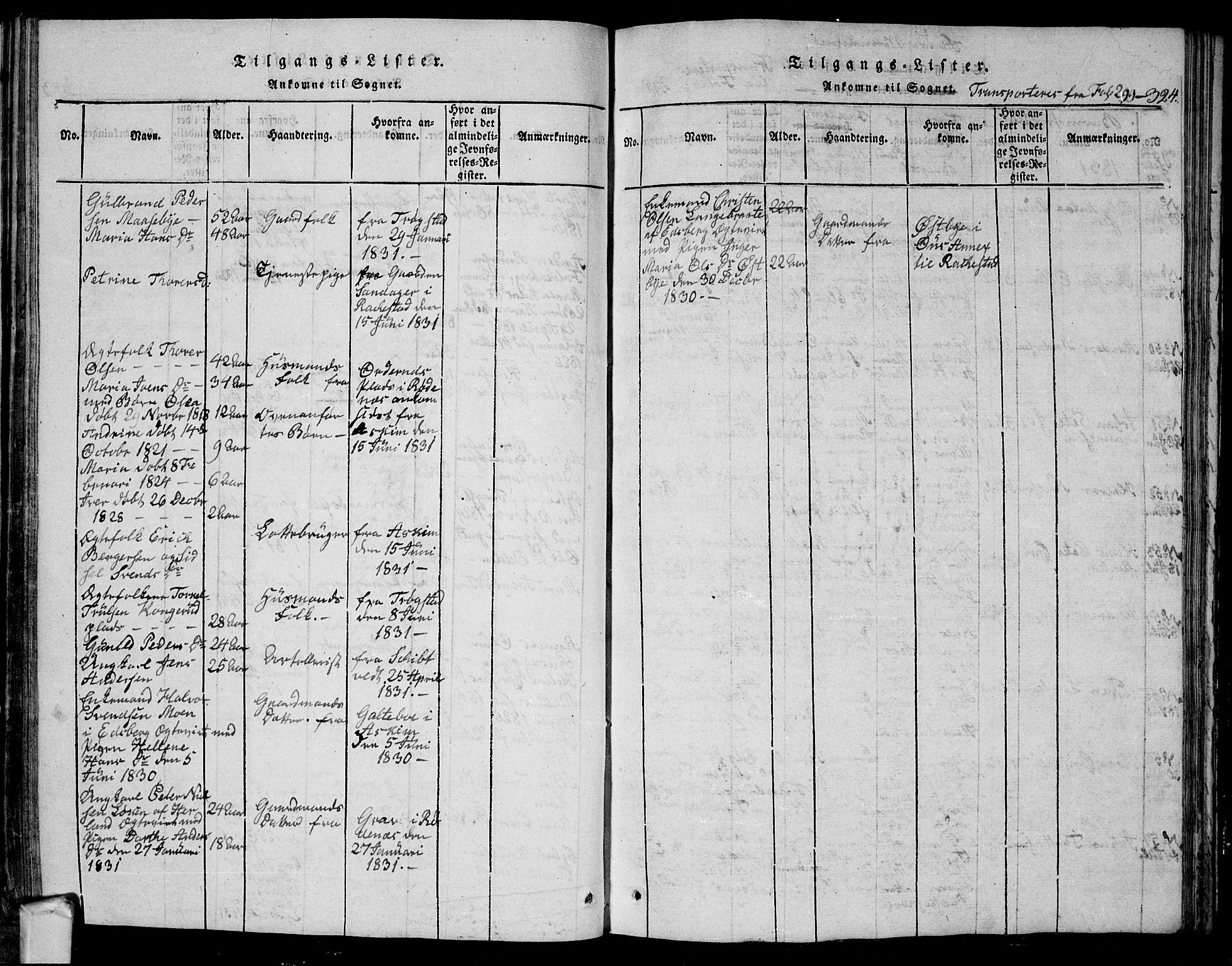 Eidsberg prestekontor Kirkebøker, SAO/A-10905/G/Ga/L0001: Parish register (copy) no. I 1, 1814-1831, p. 324