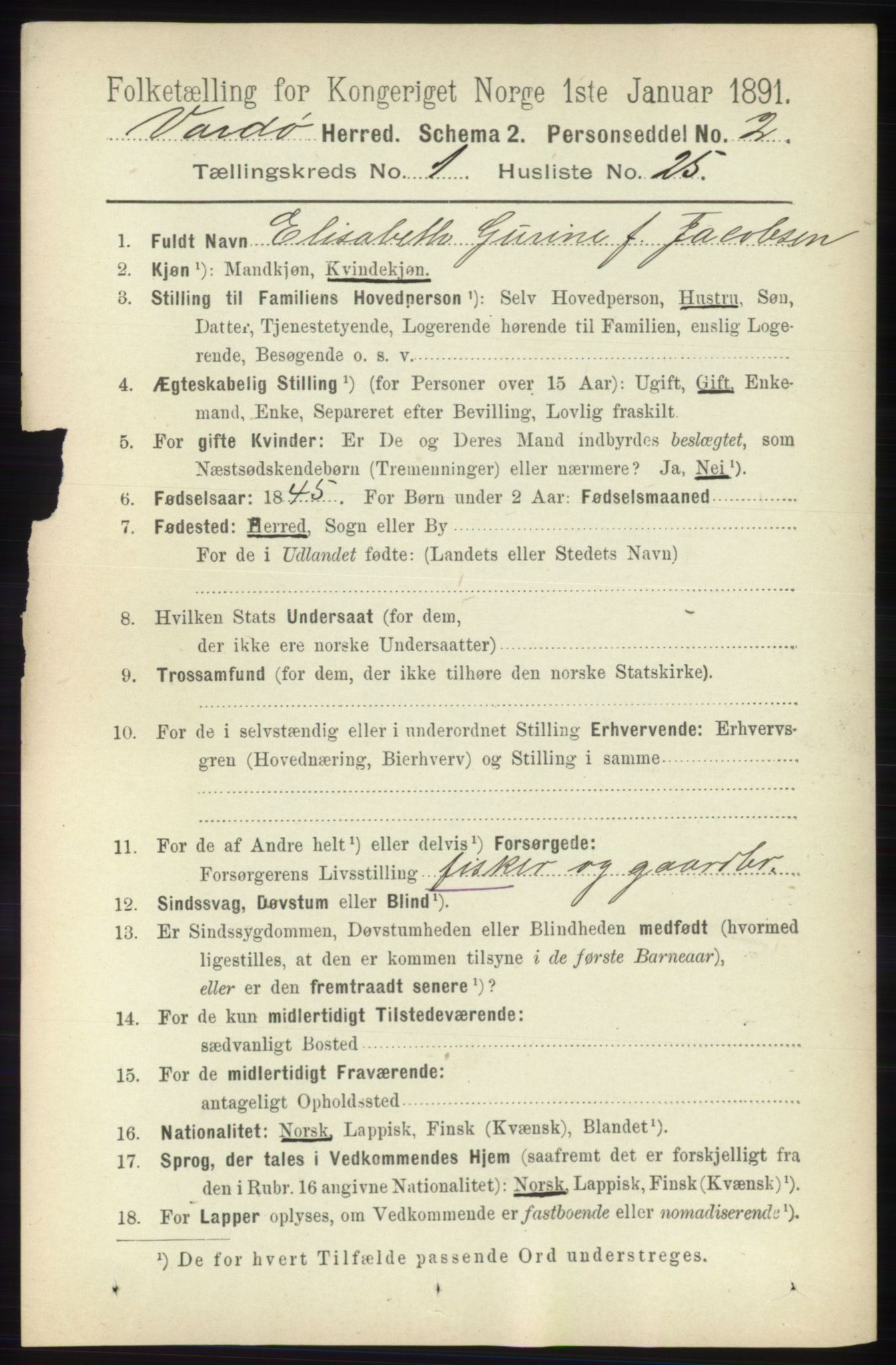 RA, 1891 census for 2028 Vardø, 1891, p. 191