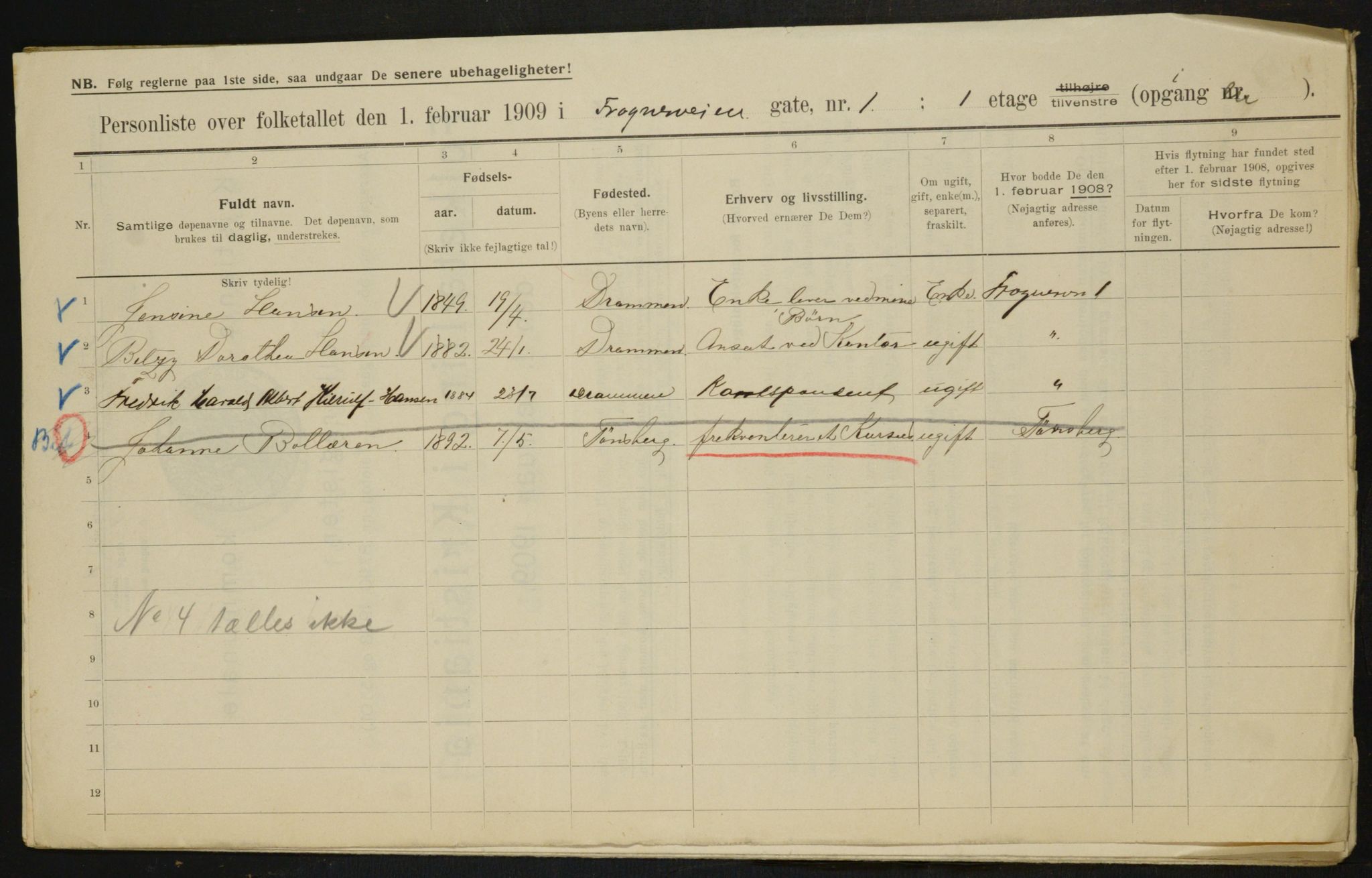 OBA, Municipal Census 1909 for Kristiania, 1909, p. 24598