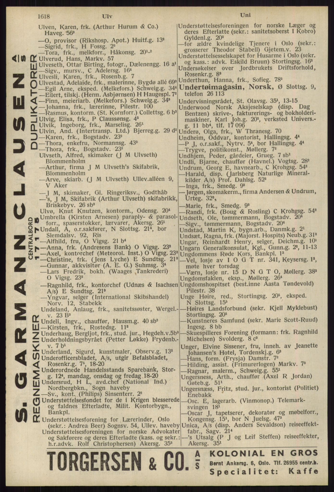 Kristiania/Oslo adressebok, PUBL/-, 1939, p. 1618