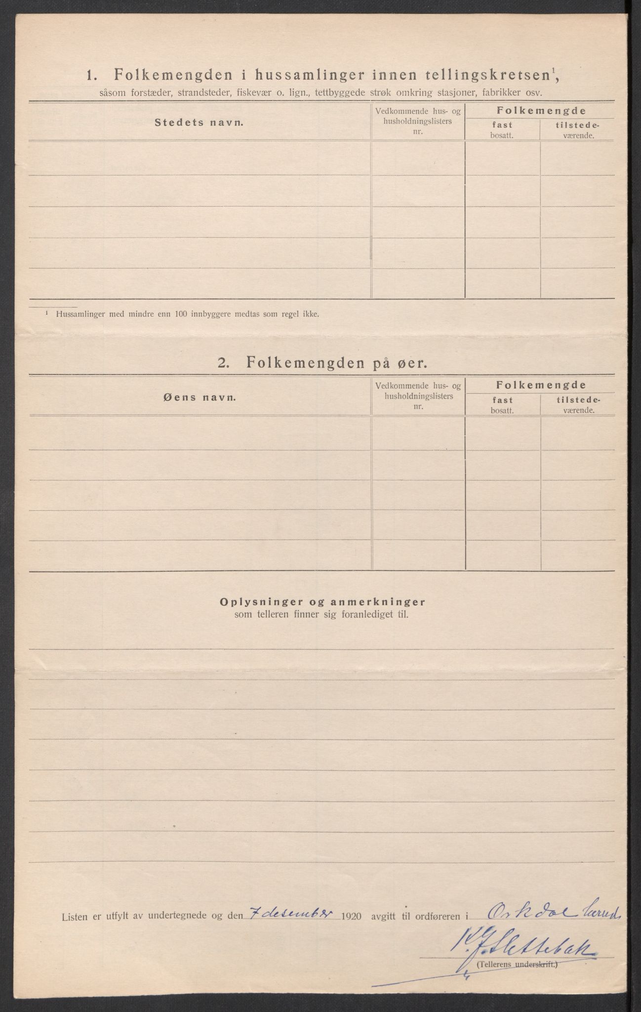 SAT, 1920 census for Orkdal, 1920, p. 34