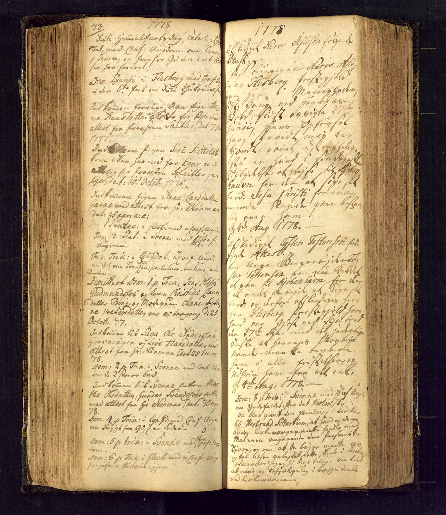 Flesberg kirkebøker, AV/SAKO-A-18/F/Fa/L0002: Parish register (official) no. I 2, 1726-1747, p. 73-74