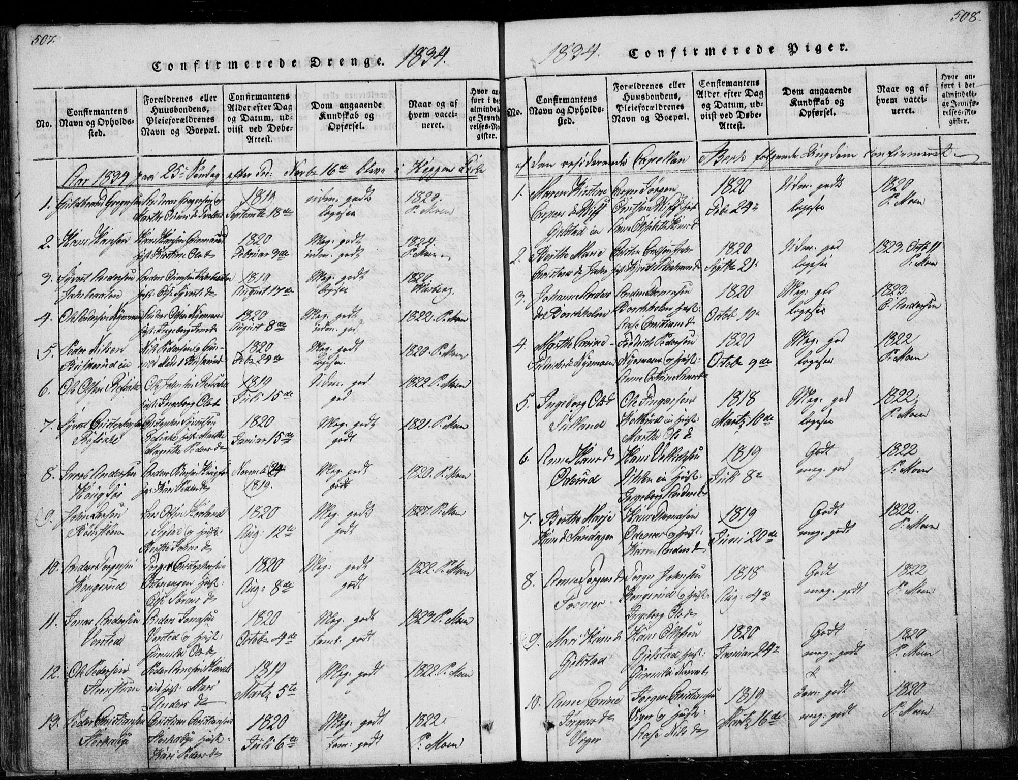 Modum kirkebøker, SAKO/A-234/G/Ga/L0003: Parish register (copy) no. I 3, 1832-1842, p. 507-508
