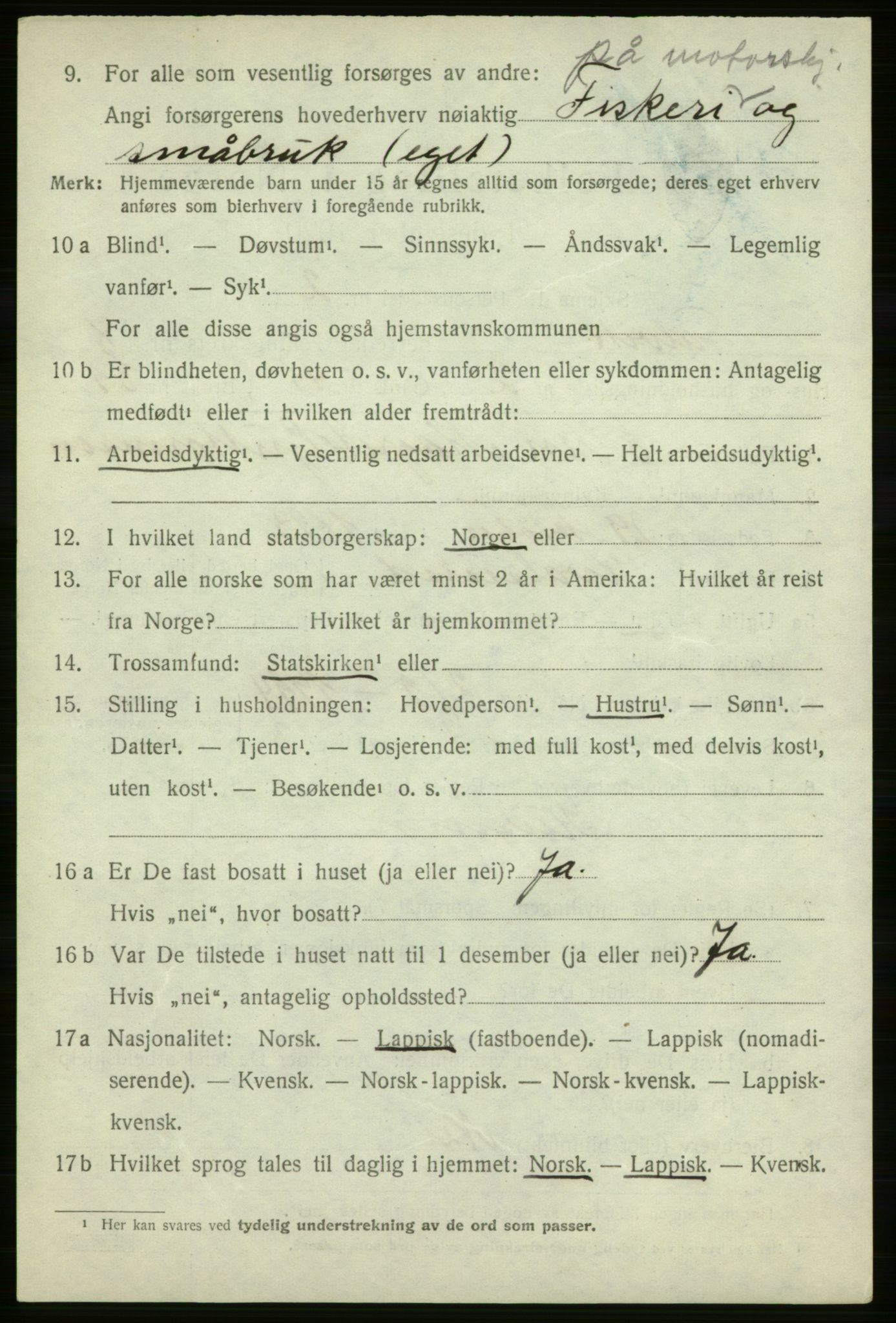 SATØ, 1920 census for Talvik, 1920, p. 4995