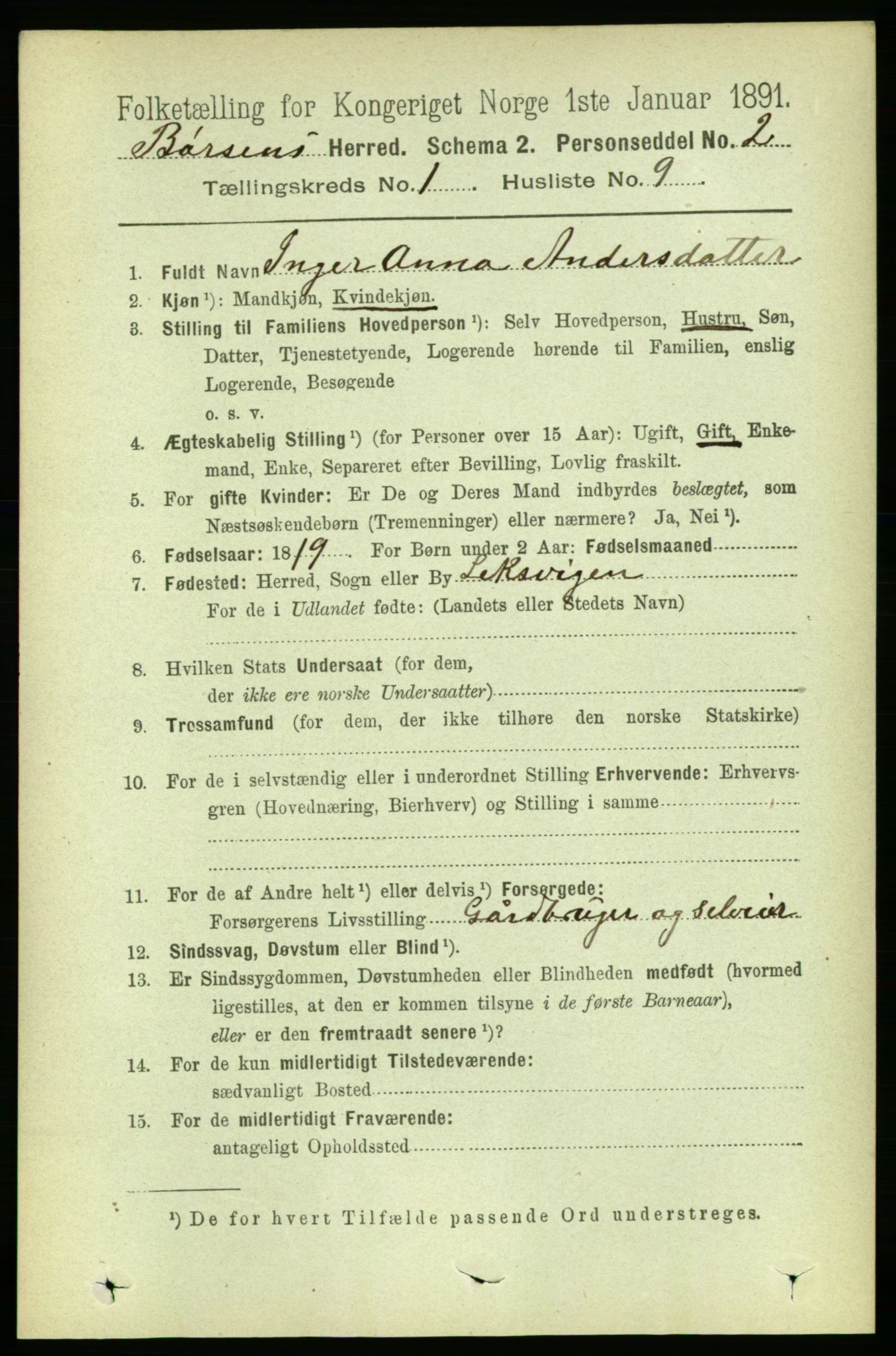 RA, 1891 census for 1658 Børsa, 1891, p. 135