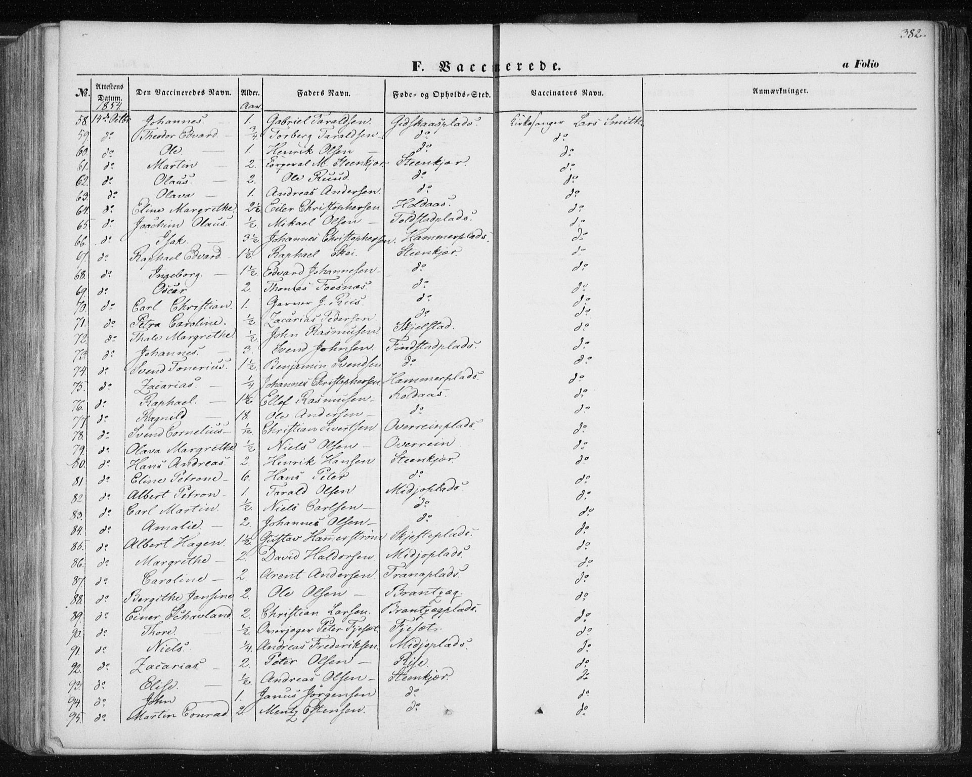 Ministerialprotokoller, klokkerbøker og fødselsregistre - Nord-Trøndelag, SAT/A-1458/735/L0342: Parish register (official) no. 735A07 /1, 1849-1862, p. 382