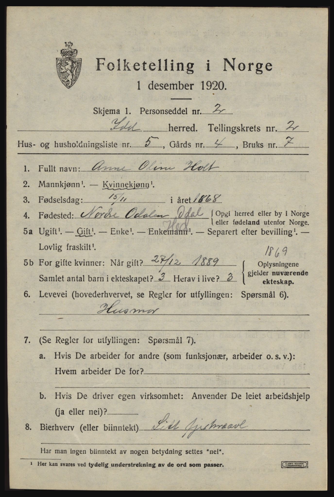 SAO, 1920 census for Idd, 1920, p. 2344