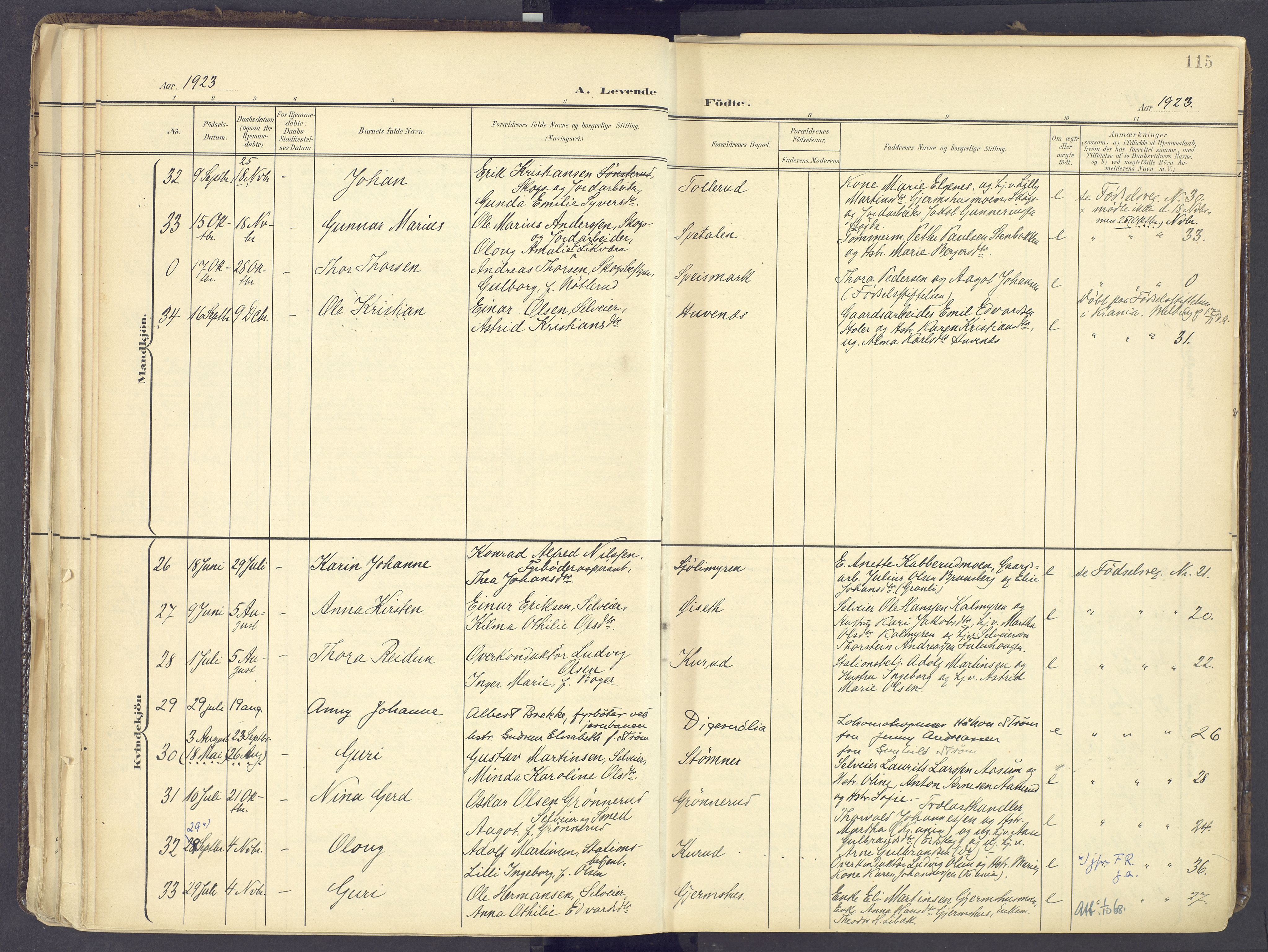 Vinger prestekontor, AV/SAH-PREST-024/H/Ha/Haa/L0017: Parish register (official) no. 17, 1901-1927, p. 115