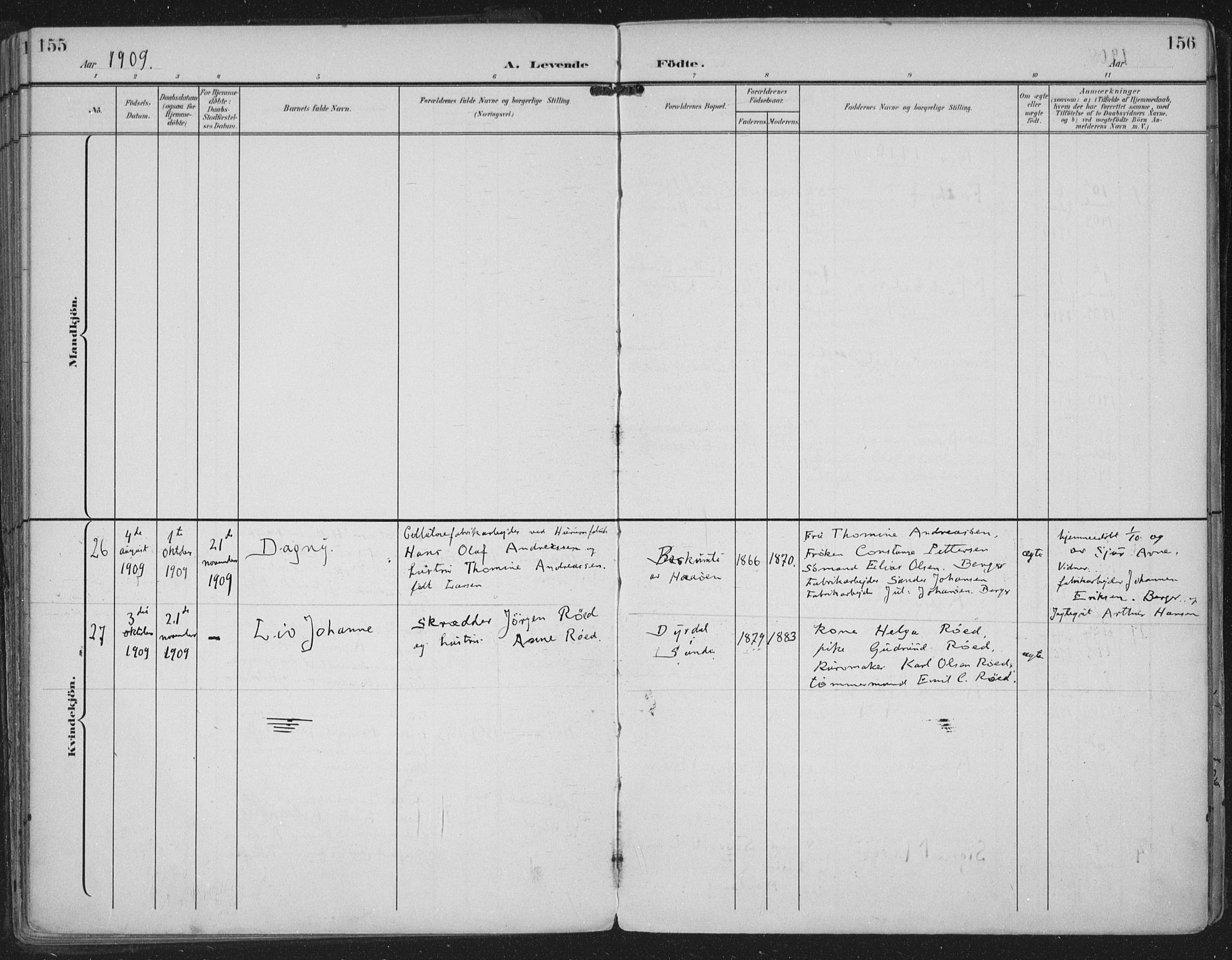 Strømm kirkebøker, AV/SAKO-A-322/F/Fa/L0005: Parish register (official) no. I 5, 1898-1919, p. 155-156