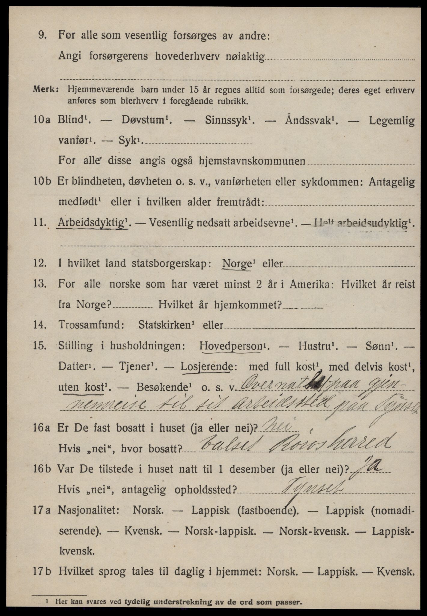 SAT, 1920 census for Røros, 1920, p. 2755