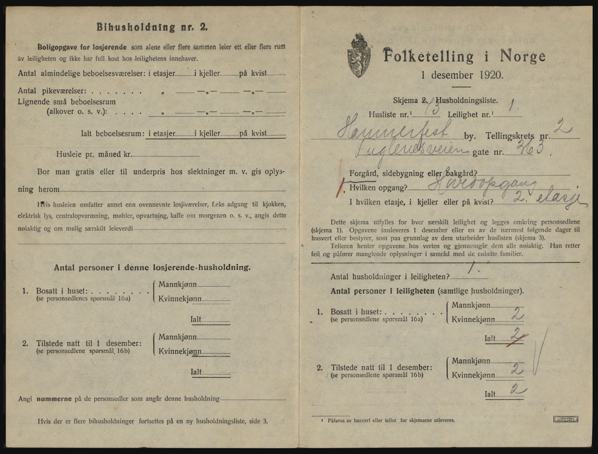 SATØ, 1920 census for Hammerfest, 1920, p. 2076