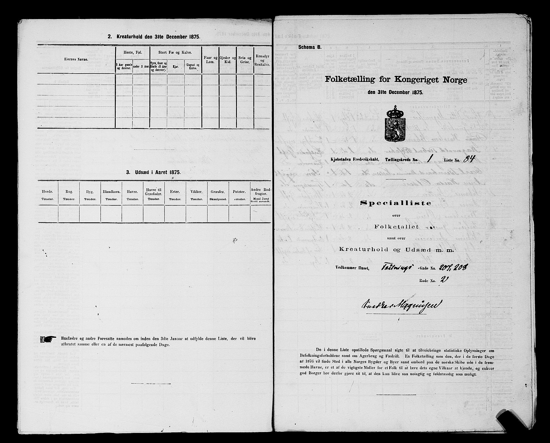 RA, 1875 census for 0101P Fredrikshald, 1875, p. 193