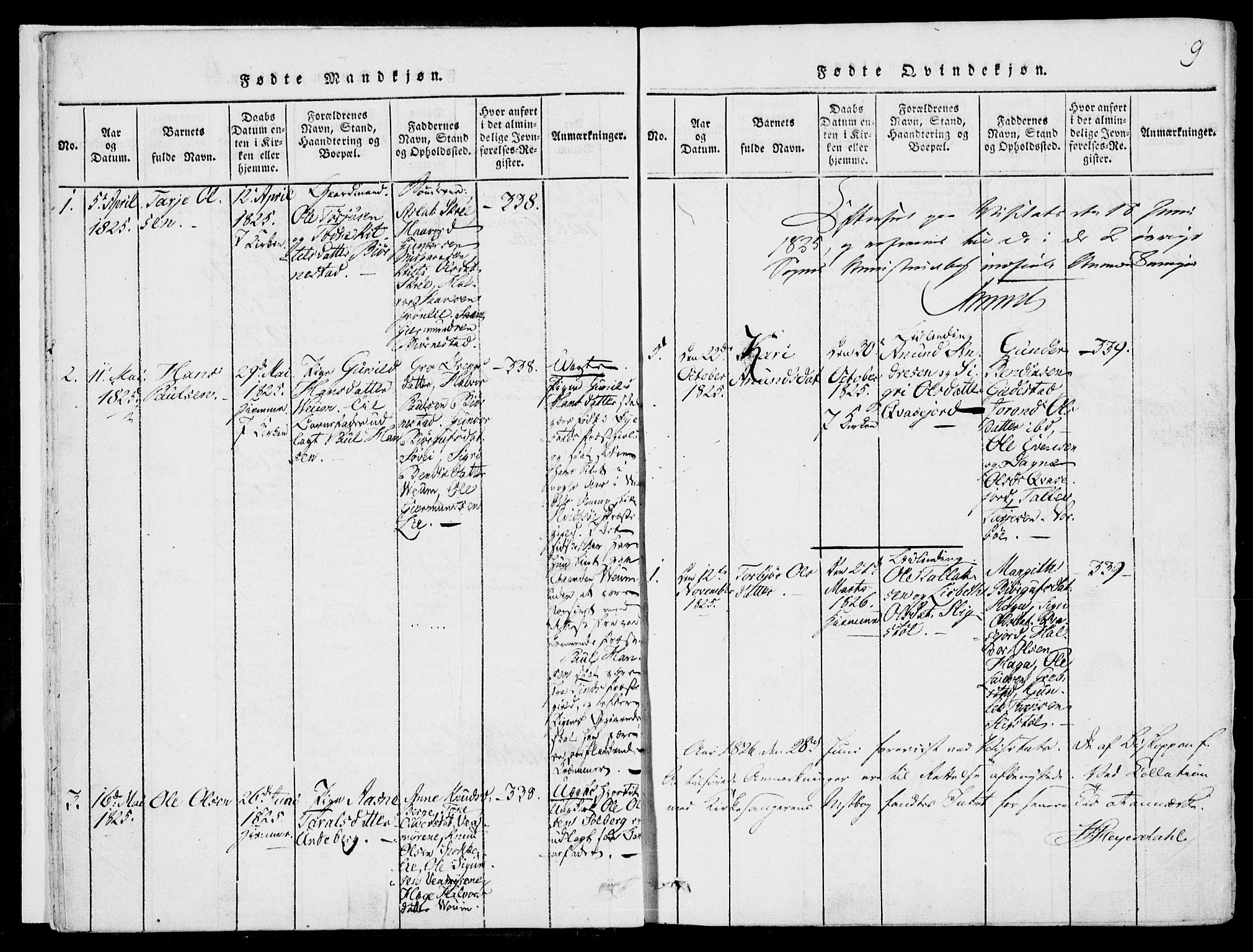 Fyresdal kirkebøker, AV/SAKO-A-263/F/Fb/L0001: Parish register (official) no. II 1, 1815-1854, p. 9