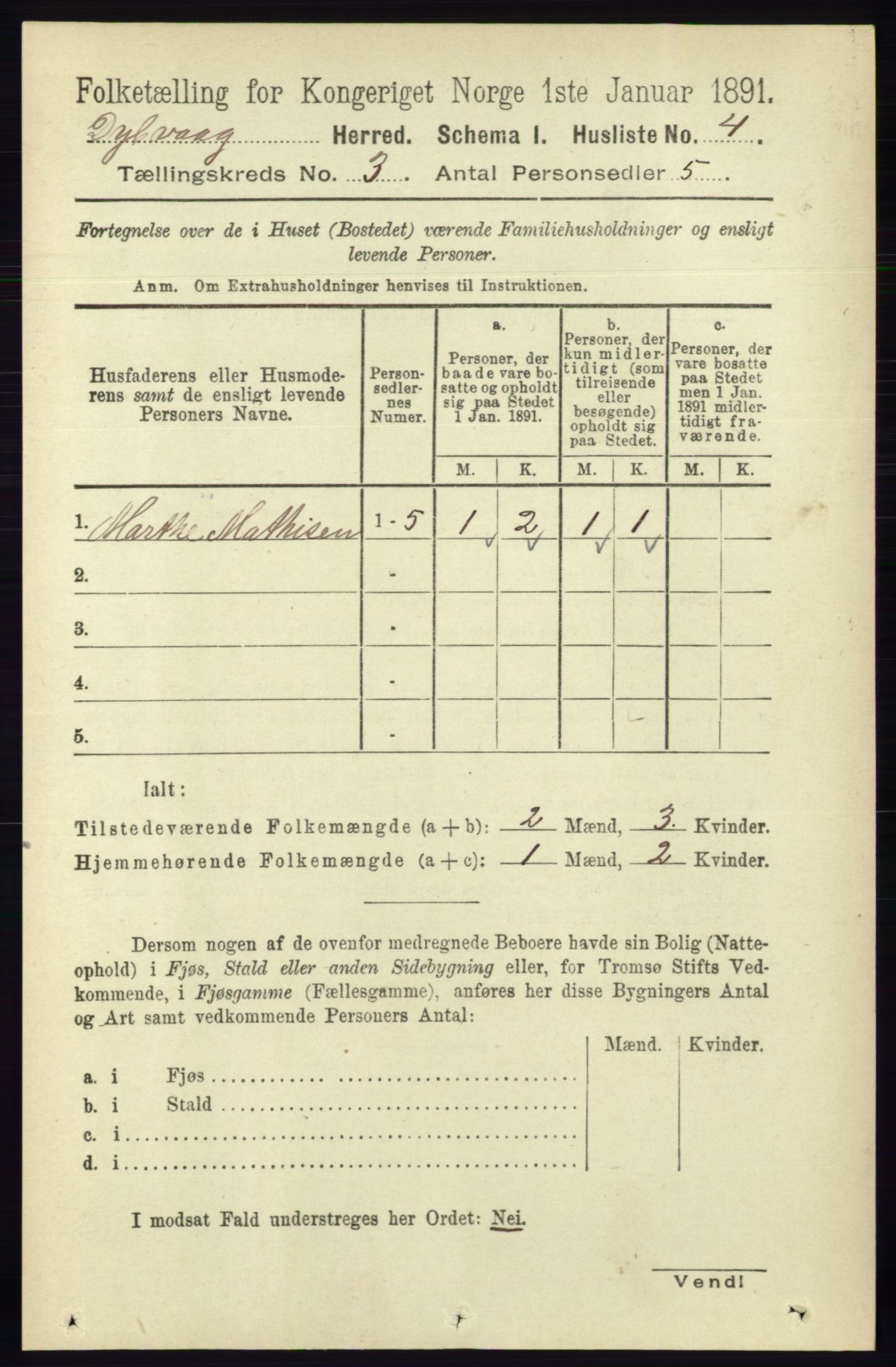 RA, 1891 census for 0915 Dypvåg, 1891, p. 762