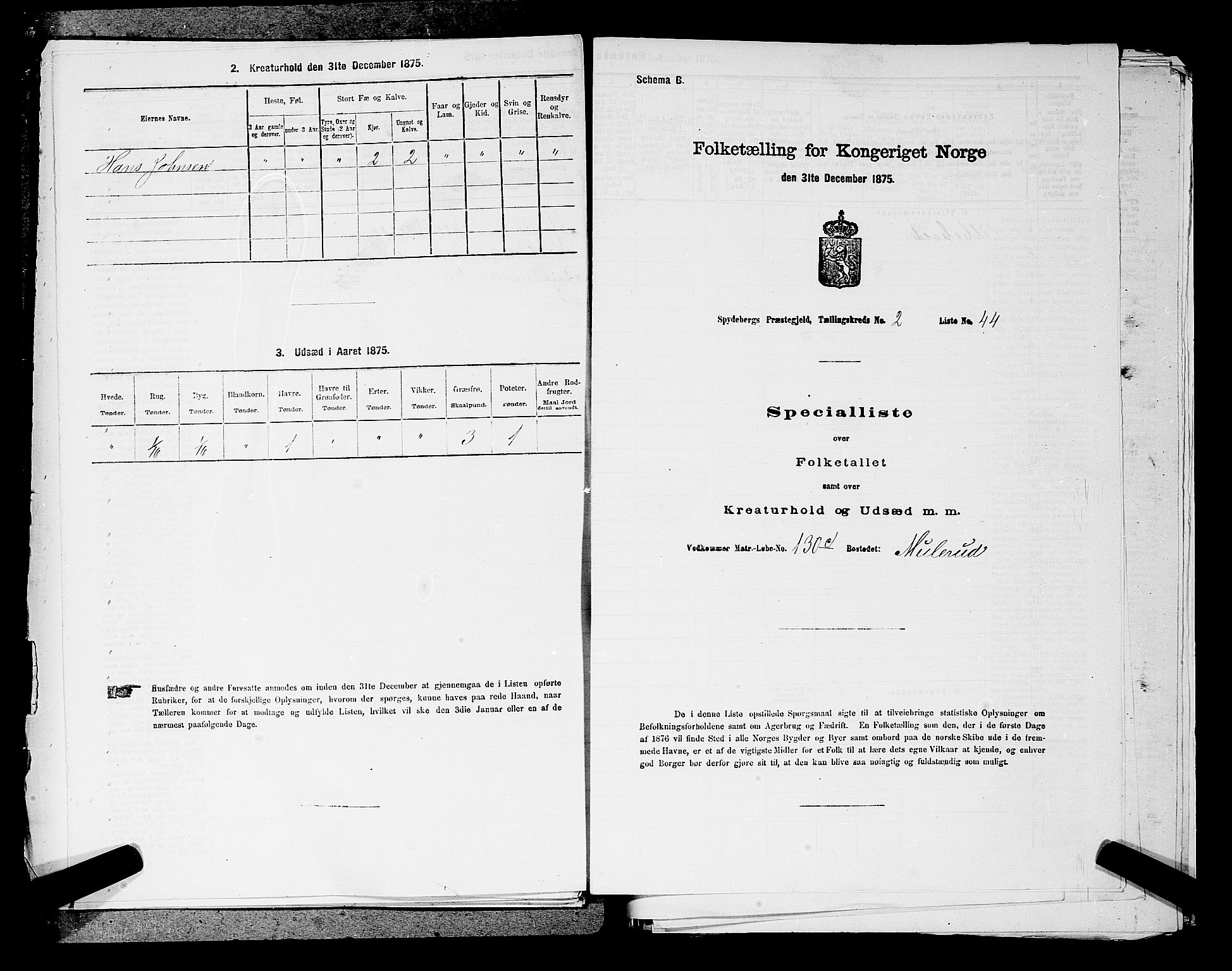 RA, 1875 census for 0123P Spydeberg, 1875, p. 403