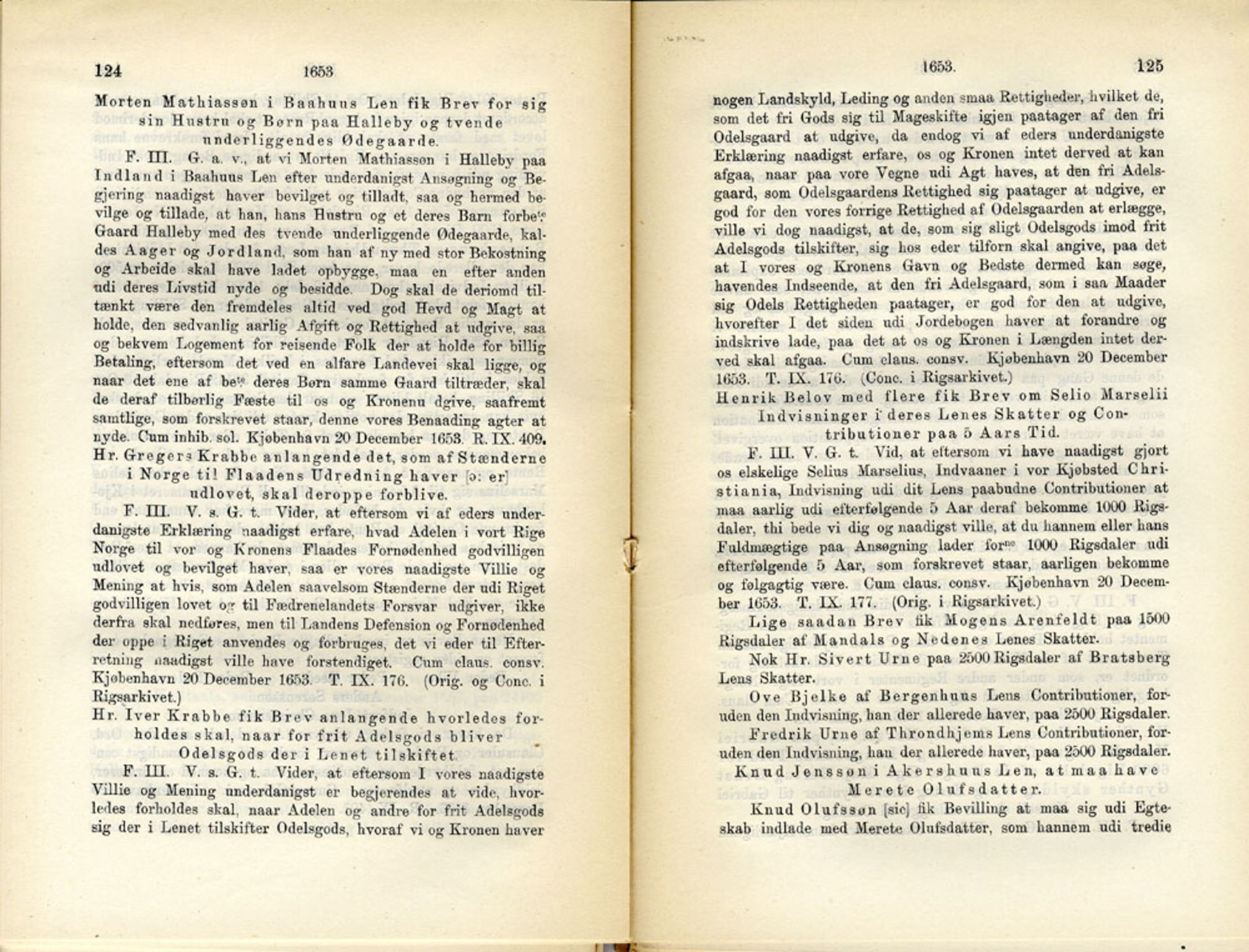 Publikasjoner utgitt av Det Norske Historiske Kildeskriftfond, PUBL/-/-/-: Norske Rigs-Registranter, bind 11, 1653-1656, p. 124-125