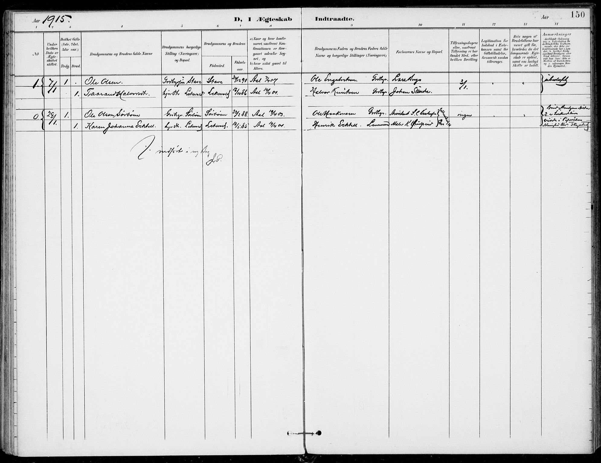 Ål kirkebøker, AV/SAKO-A-249/F/Fa/L0009: Parish register (official) no. I 9, 1897-1915, p. 150