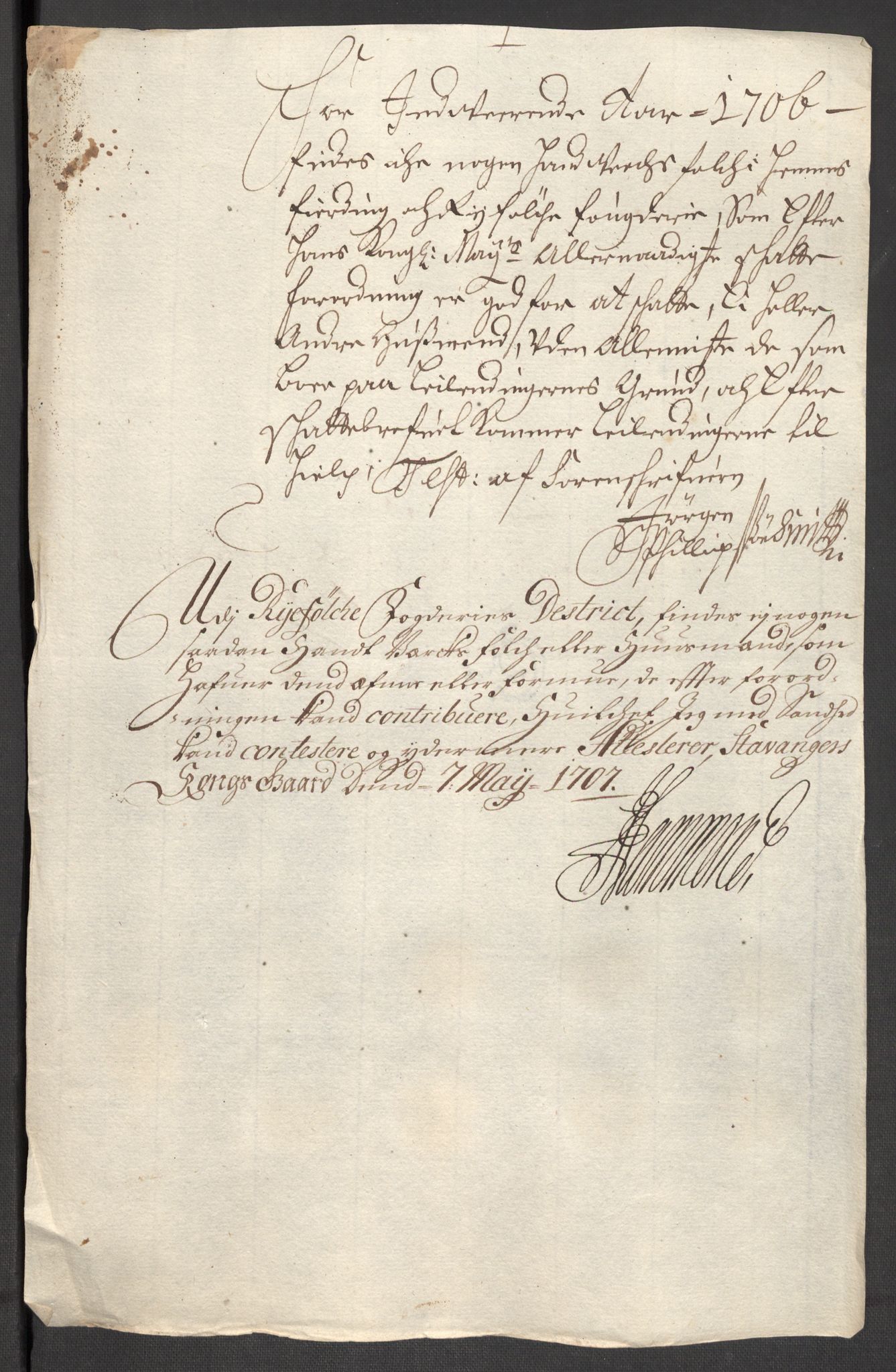 Rentekammeret inntil 1814, Reviderte regnskaper, Fogderegnskap, RA/EA-4092/R47/L2861: Fogderegnskap Ryfylke, 1706-1709, p. 37