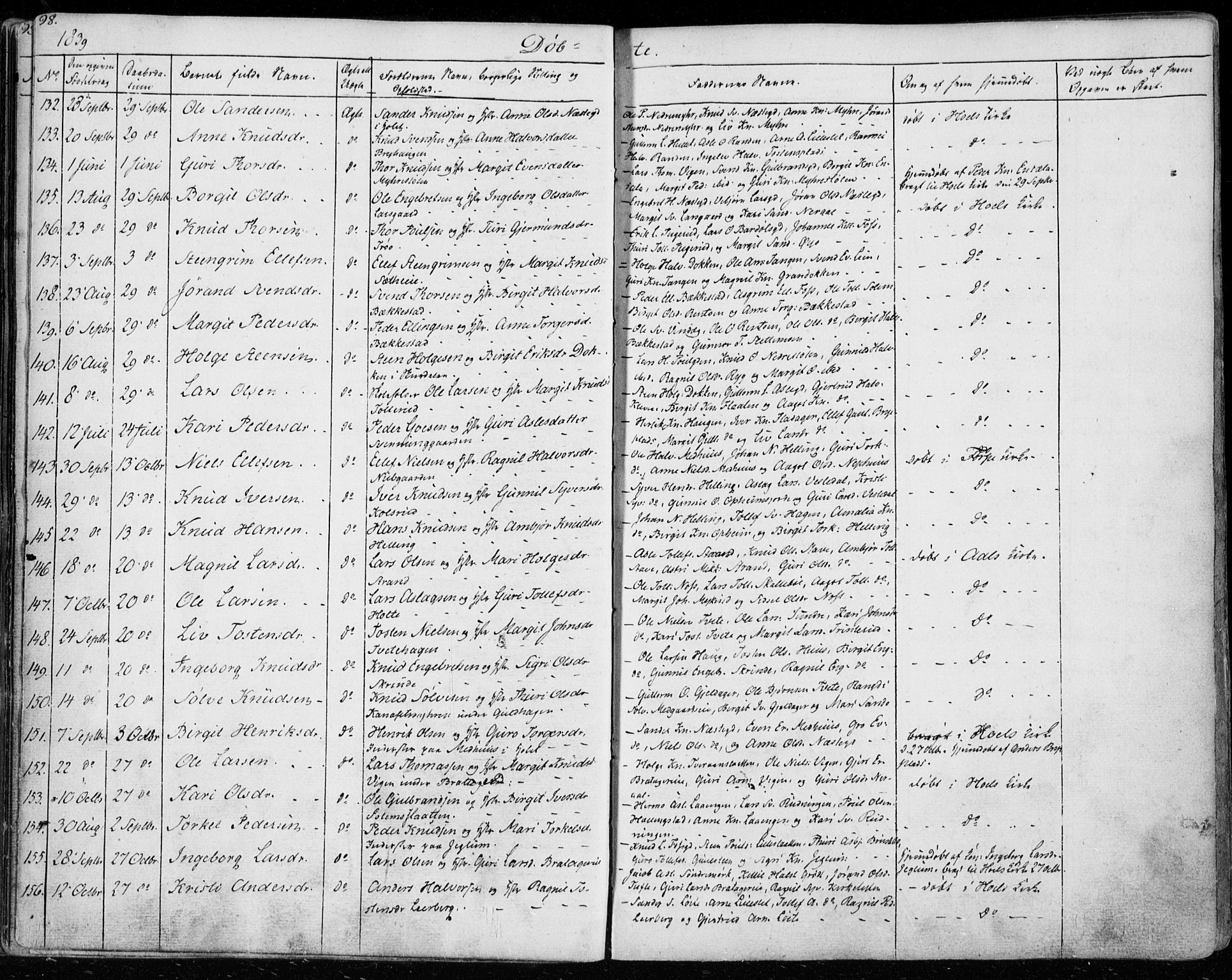 Ål kirkebøker, SAKO/A-249/F/Fa/L0005: Parish register (official) no. I 5, 1825-1848, p. 98