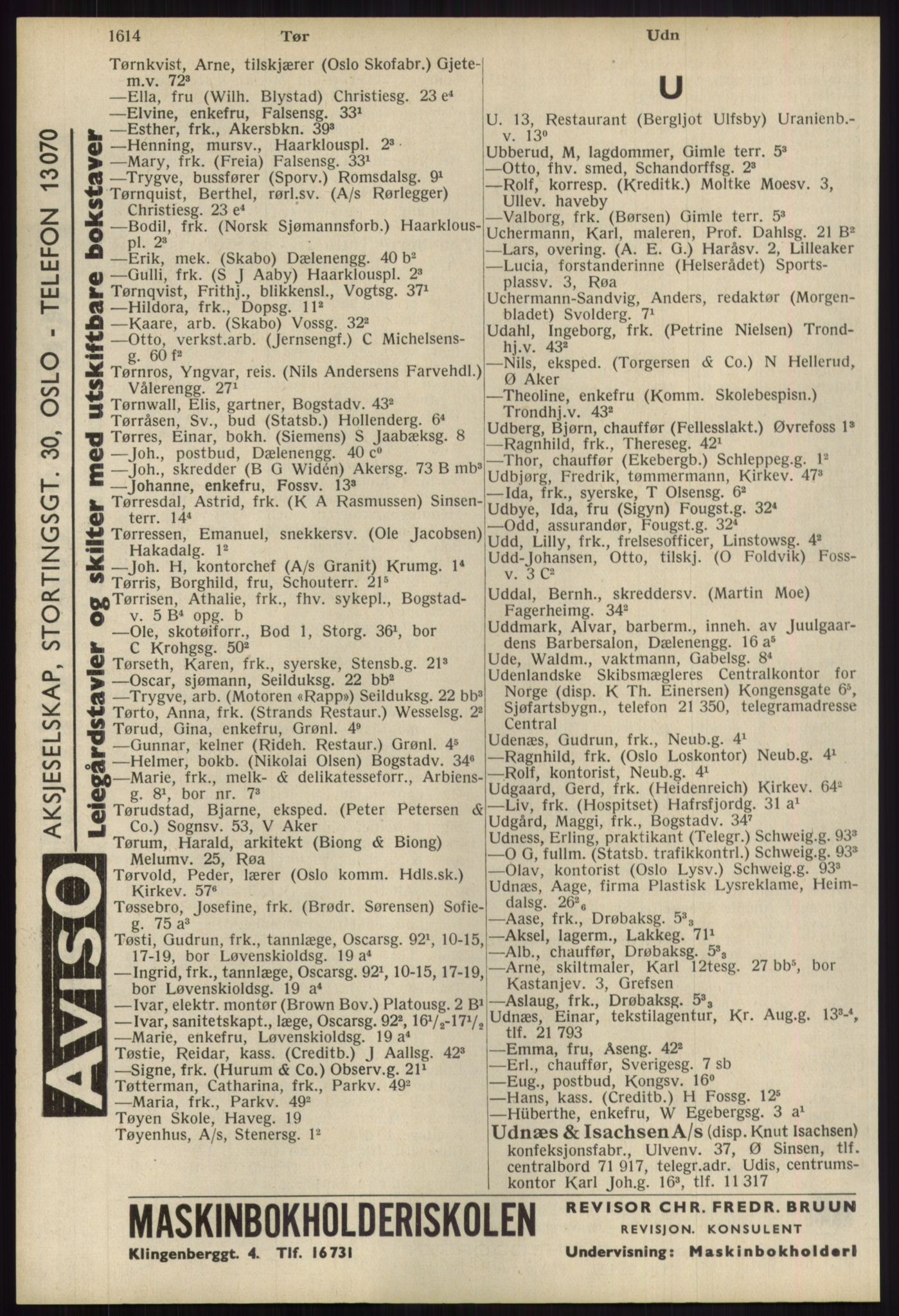 Kristiania/Oslo adressebok, PUBL/-, 1939, p. 1614