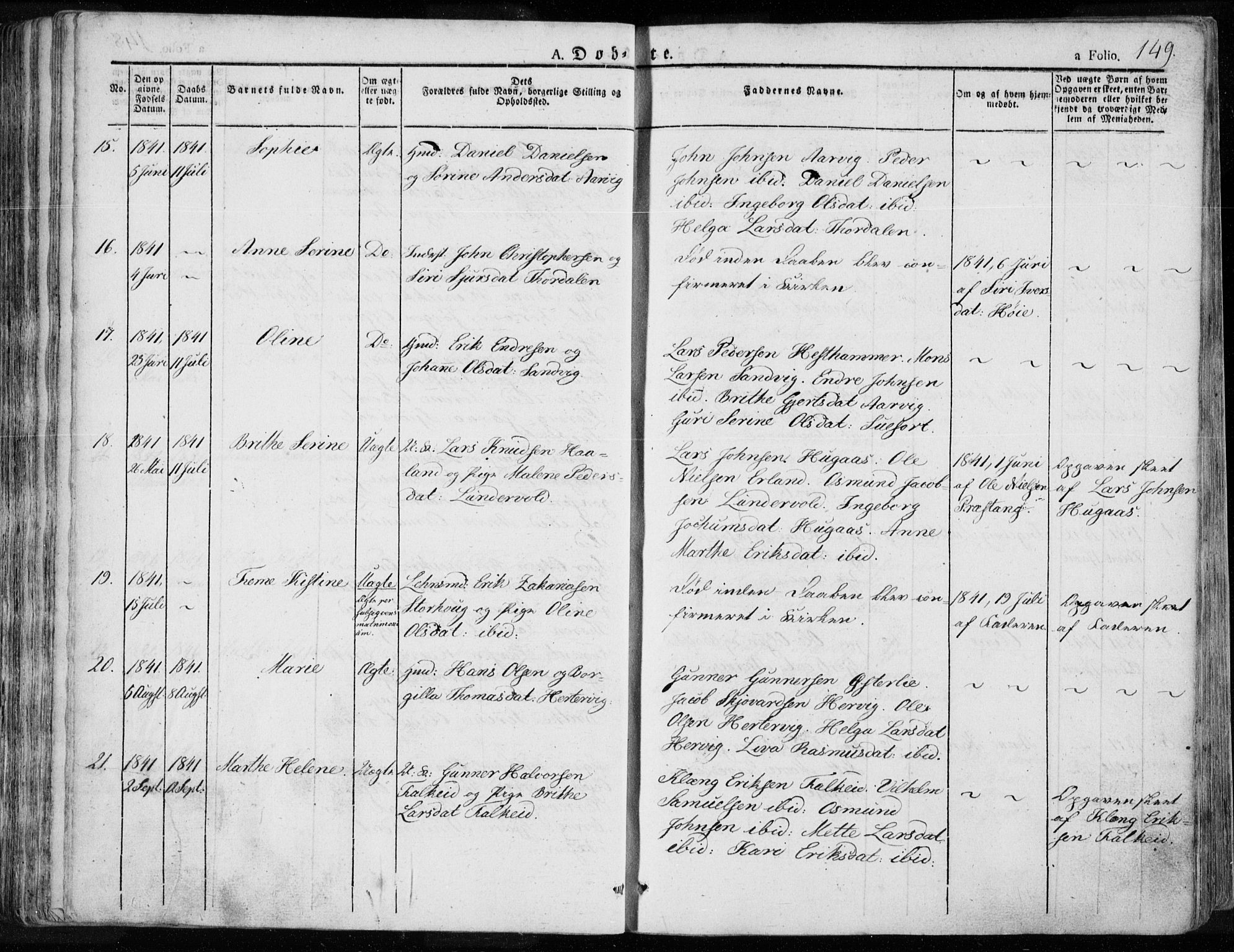 Tysvær sokneprestkontor, AV/SAST-A -101864/H/Ha/Haa/L0001: Parish register (official) no. A 1.1, 1831-1856, p. 149