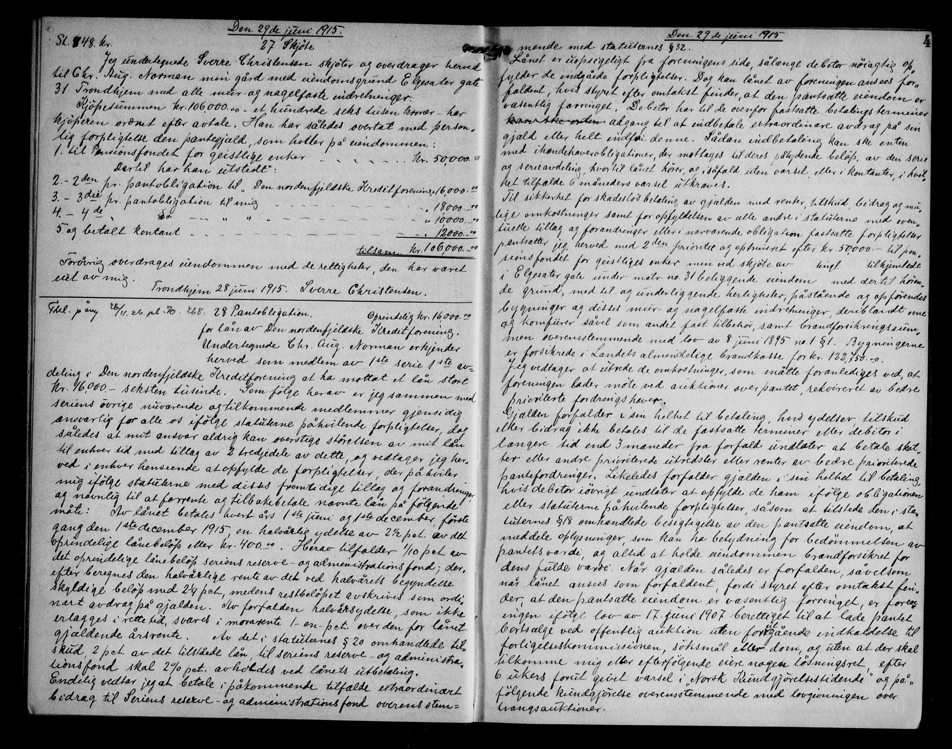 Trondheim byfogd, AV/SAT-A-0003/1/2/2C/L0056: Mortgage book no. 55, 1915-1916, p. 4