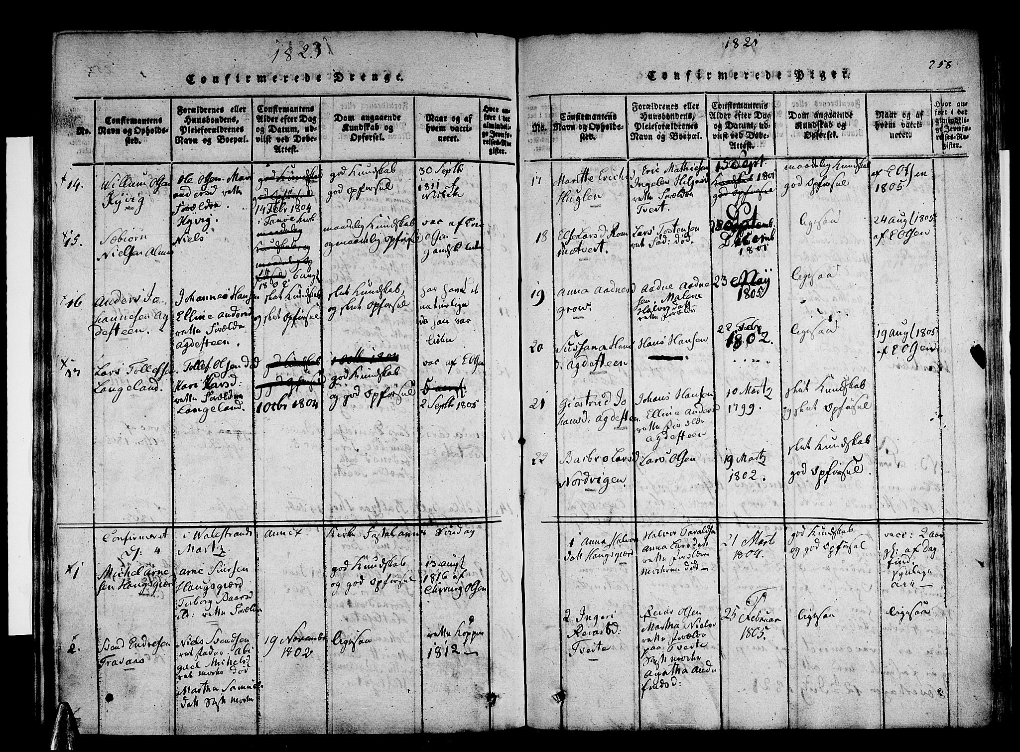 Stord sokneprestembete, SAB/A-78201/H/Haa: Parish register (official) no. A 5, 1816-1825, p. 258
